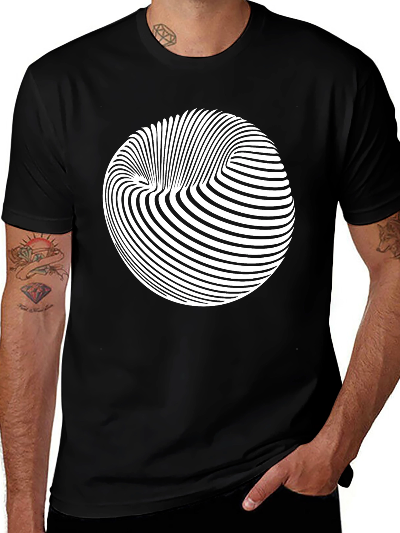 Variant 21 of Abstract Illusion Graphic Black Tee