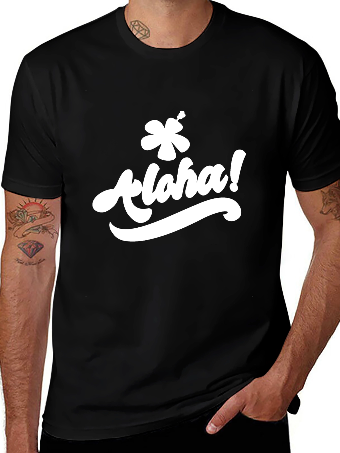 Variant 26 of Aloha Graphic T-Shirt - Black Casual Tee