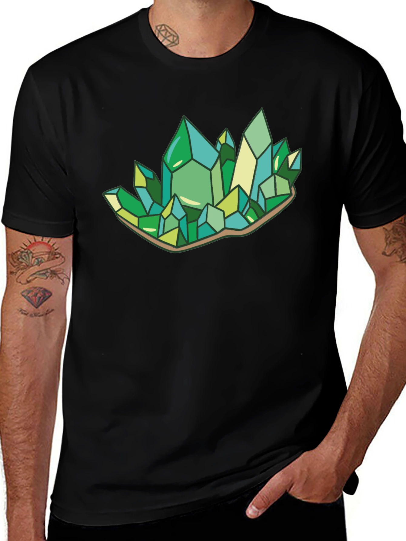Variant 10 of Crystal Gem T-Shirt - Green & Teal Geode Design