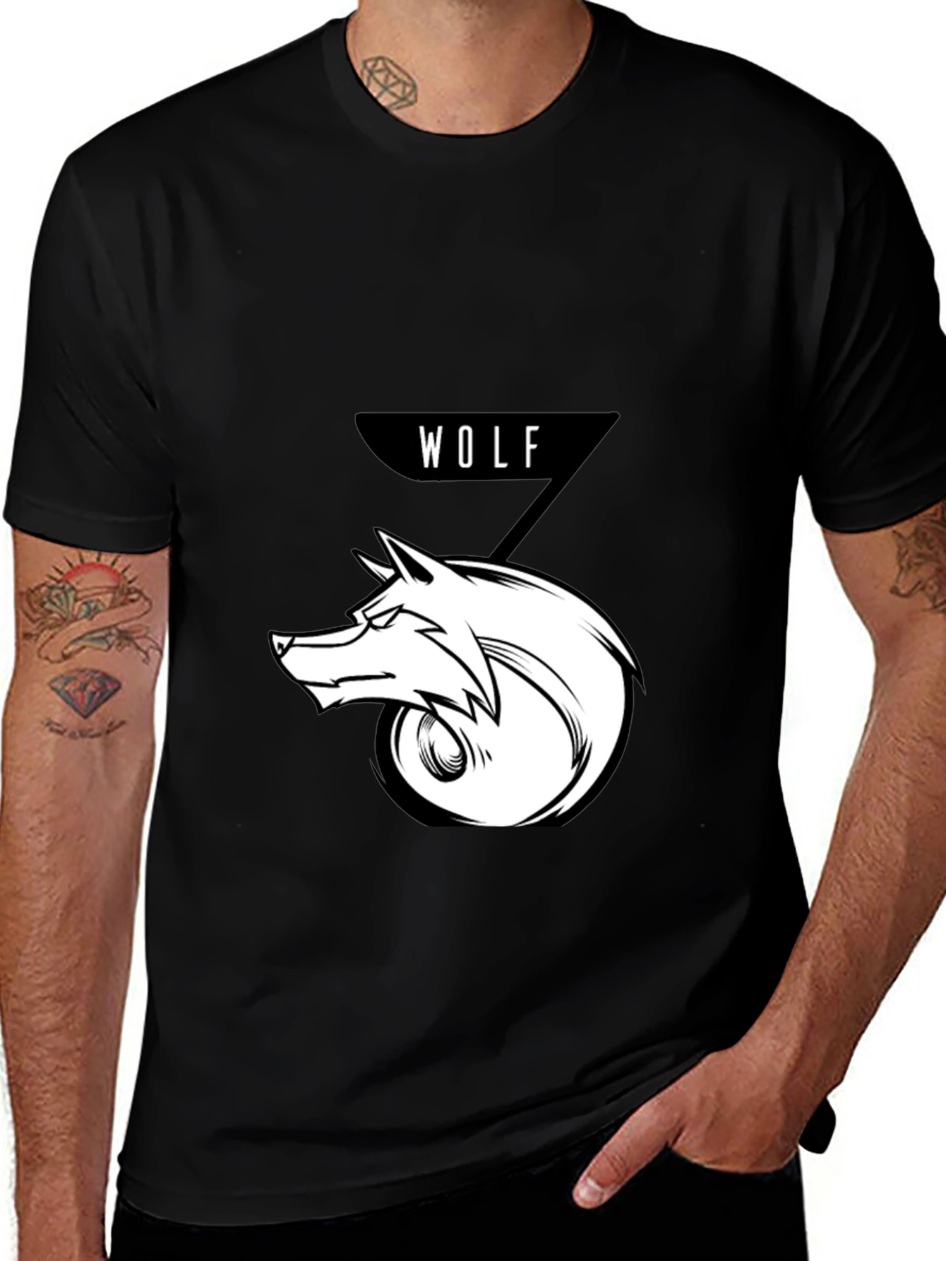Variant 29 of Wolf Graphic Print Black T-Shirt