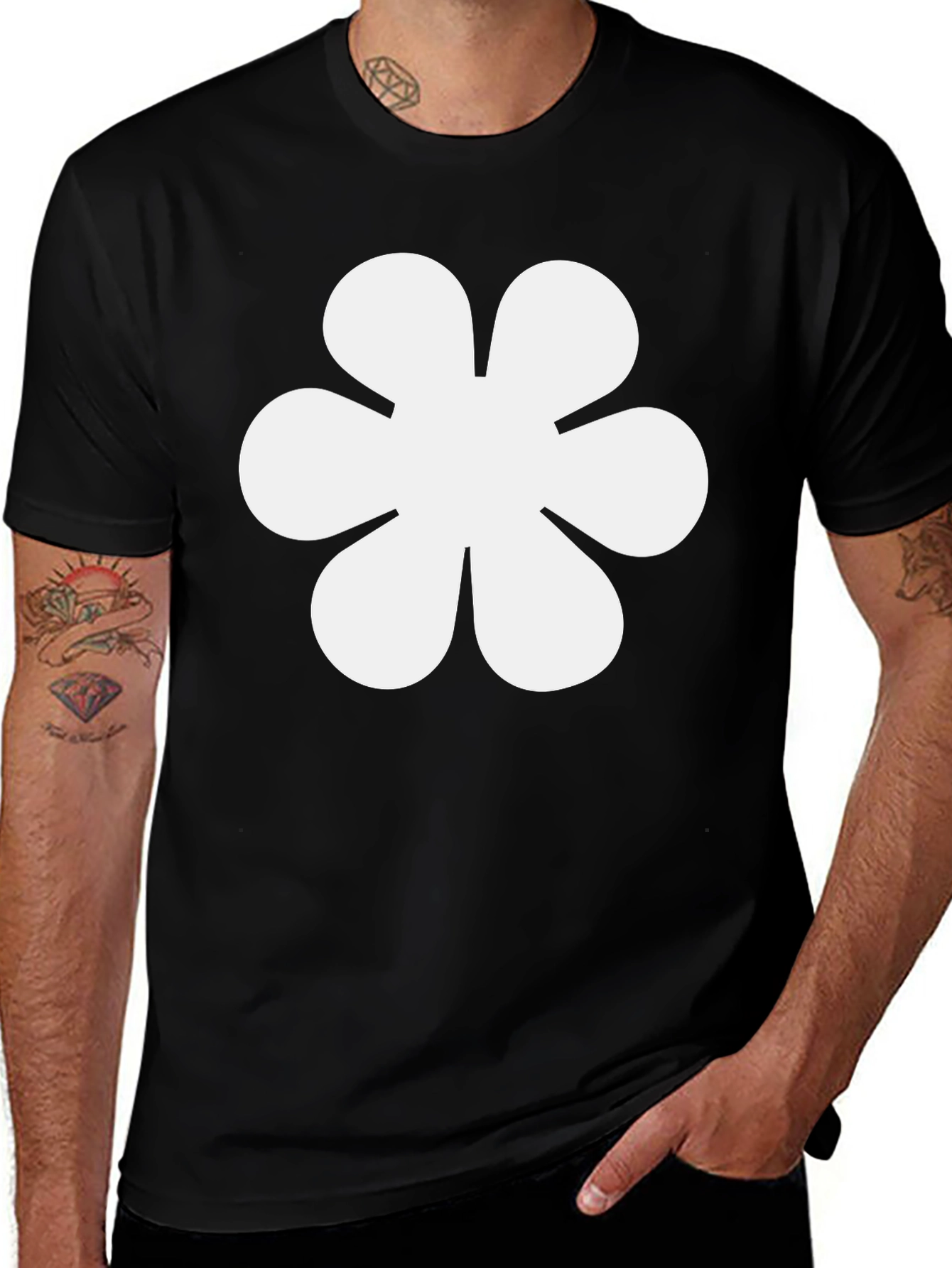 Variant 5 of Minimalist Flower T-Shirt - Soft Black Tee