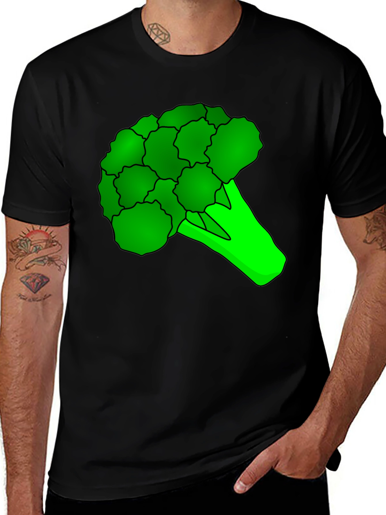 Variant 16 of Broccoli Graphic Tee - Black Cotton T-Shirt