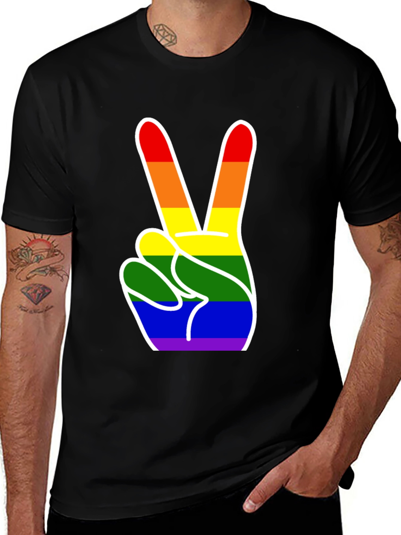 Variant 7 of Pride Peace Sign Graphic Tee