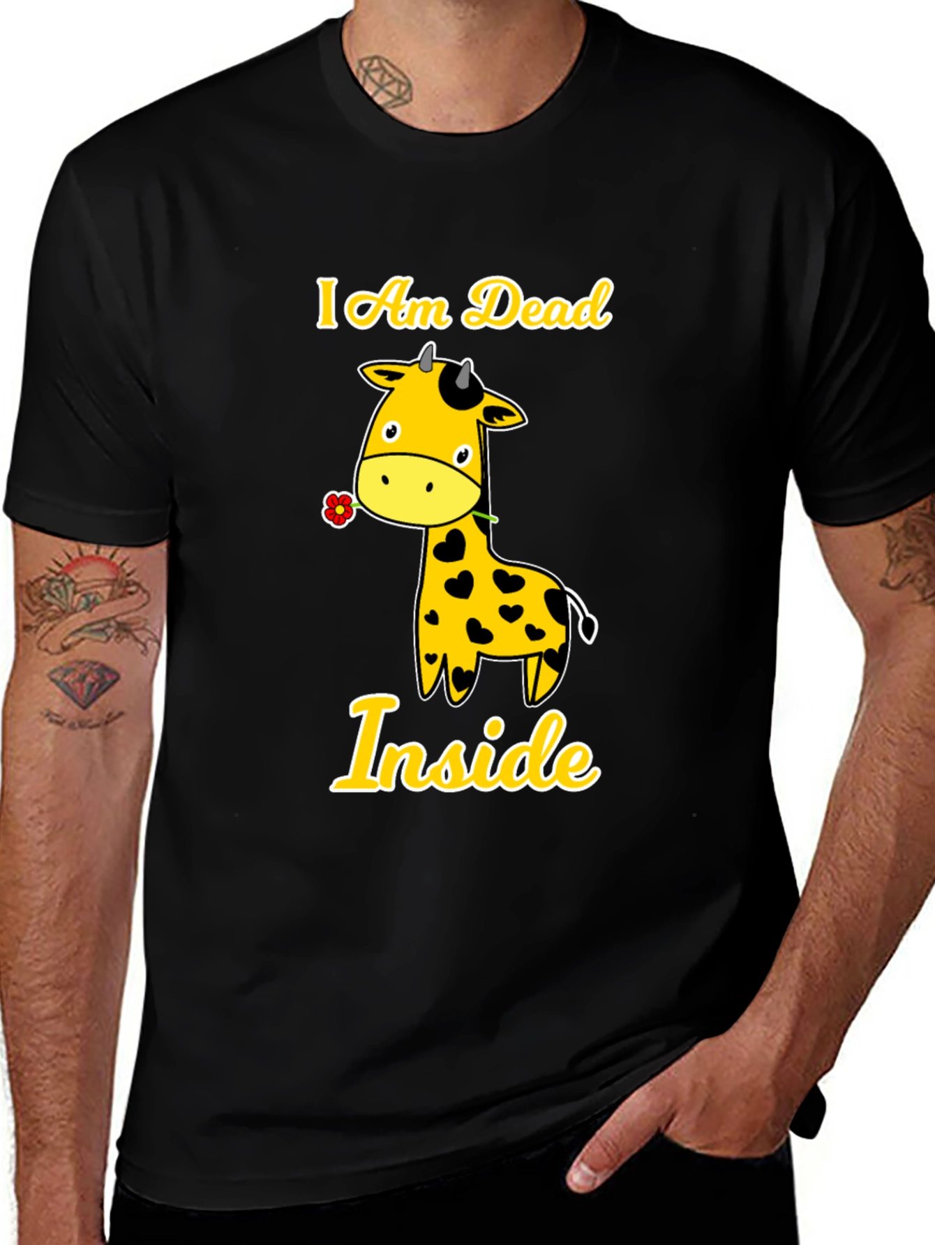 I Am Dead Inside Giraffe Graphic Tee - Black