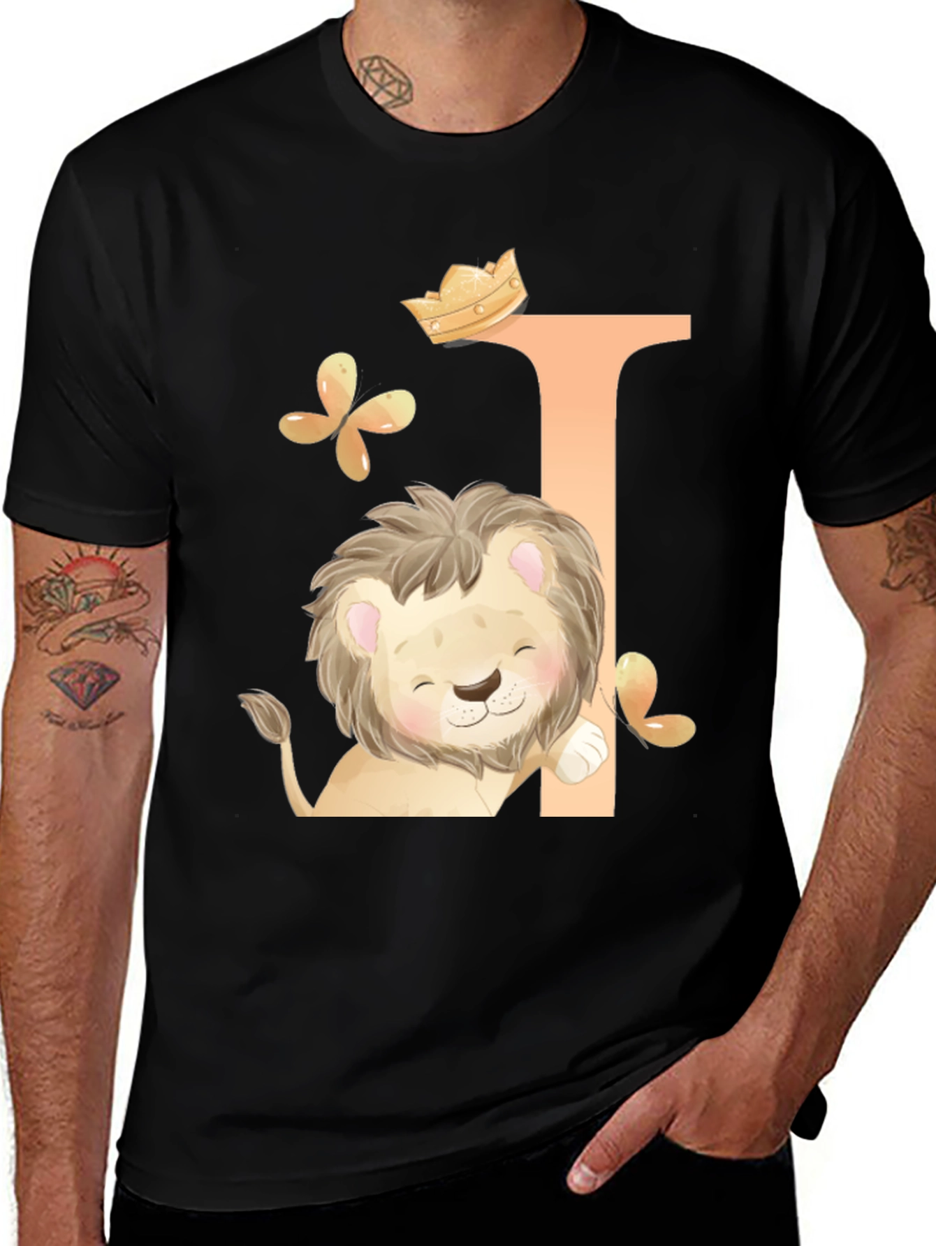 Variant 17 of Cute Lion King Black T-Shirt