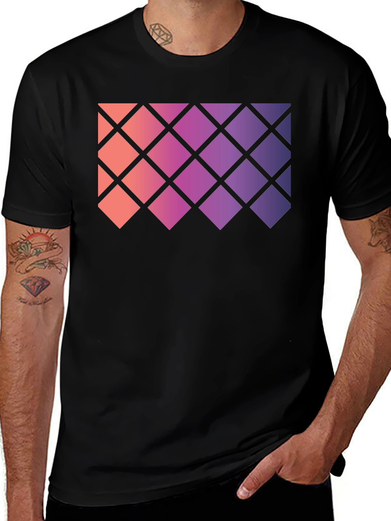 Variant 27 of Geometric Gradient Rhombus Tee