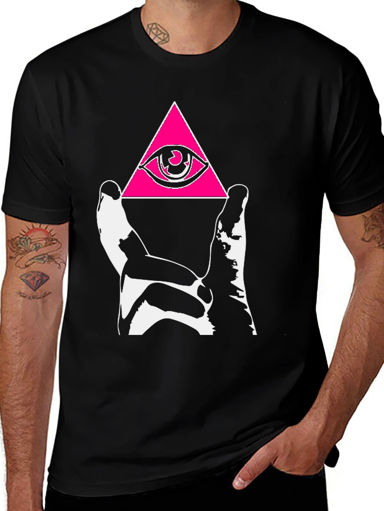 Variant 4 of Illuminati Eye Pyramid Graphic Tee - Black