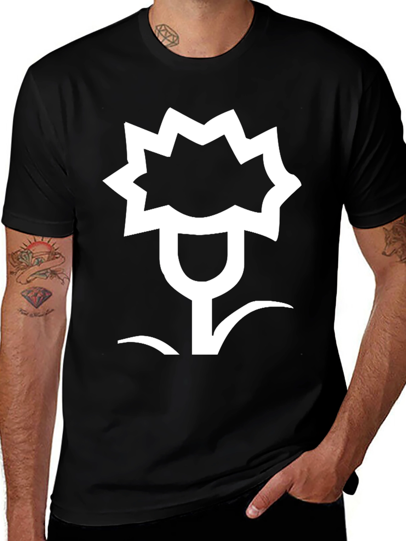 Variant 3 of Abstract Flower Graphic Tee - Black Cotton T-Shirt