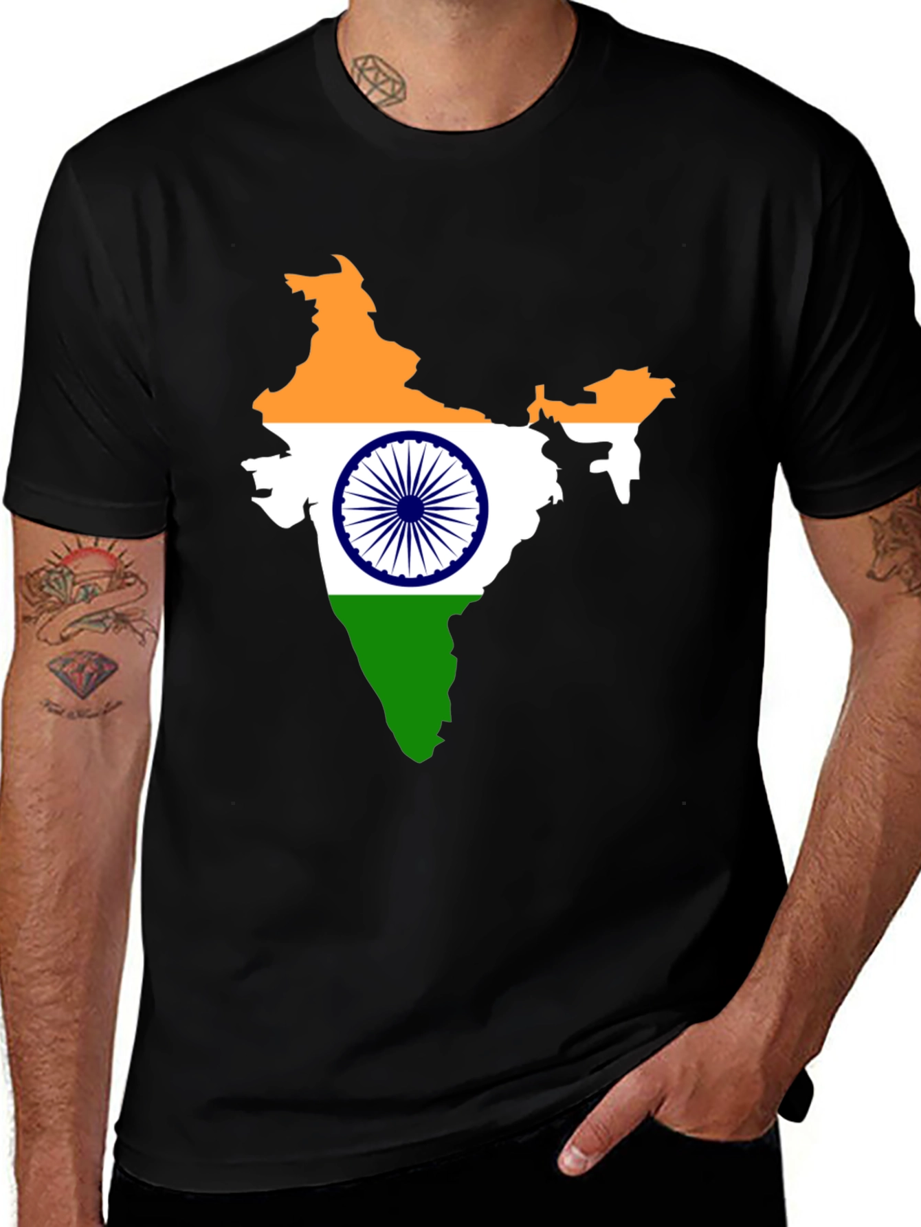 India Flag Map Graphic T-Shirt