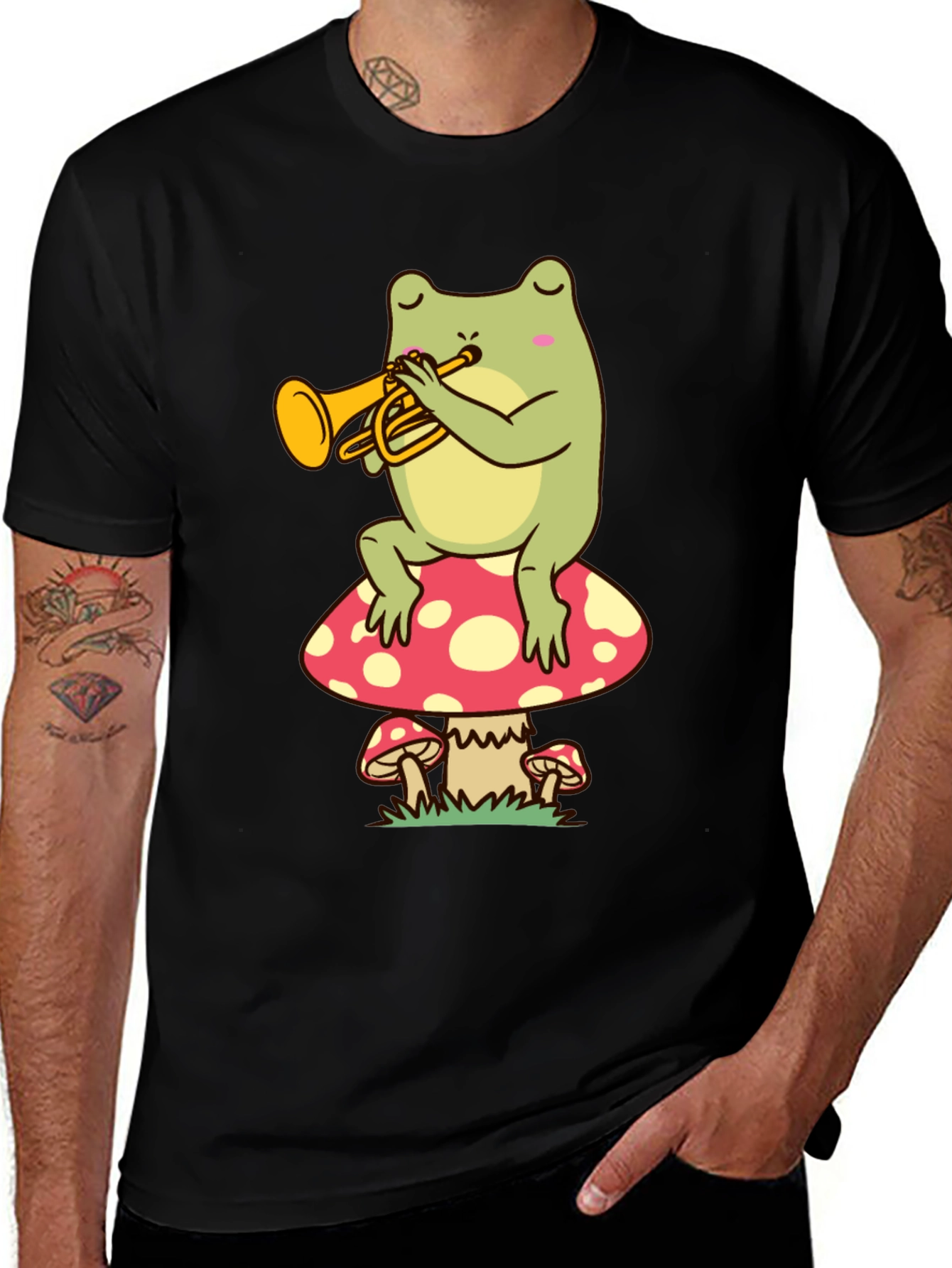 Variant 9 of Frog Playing Trumpet on Mushroom T-Shirt
