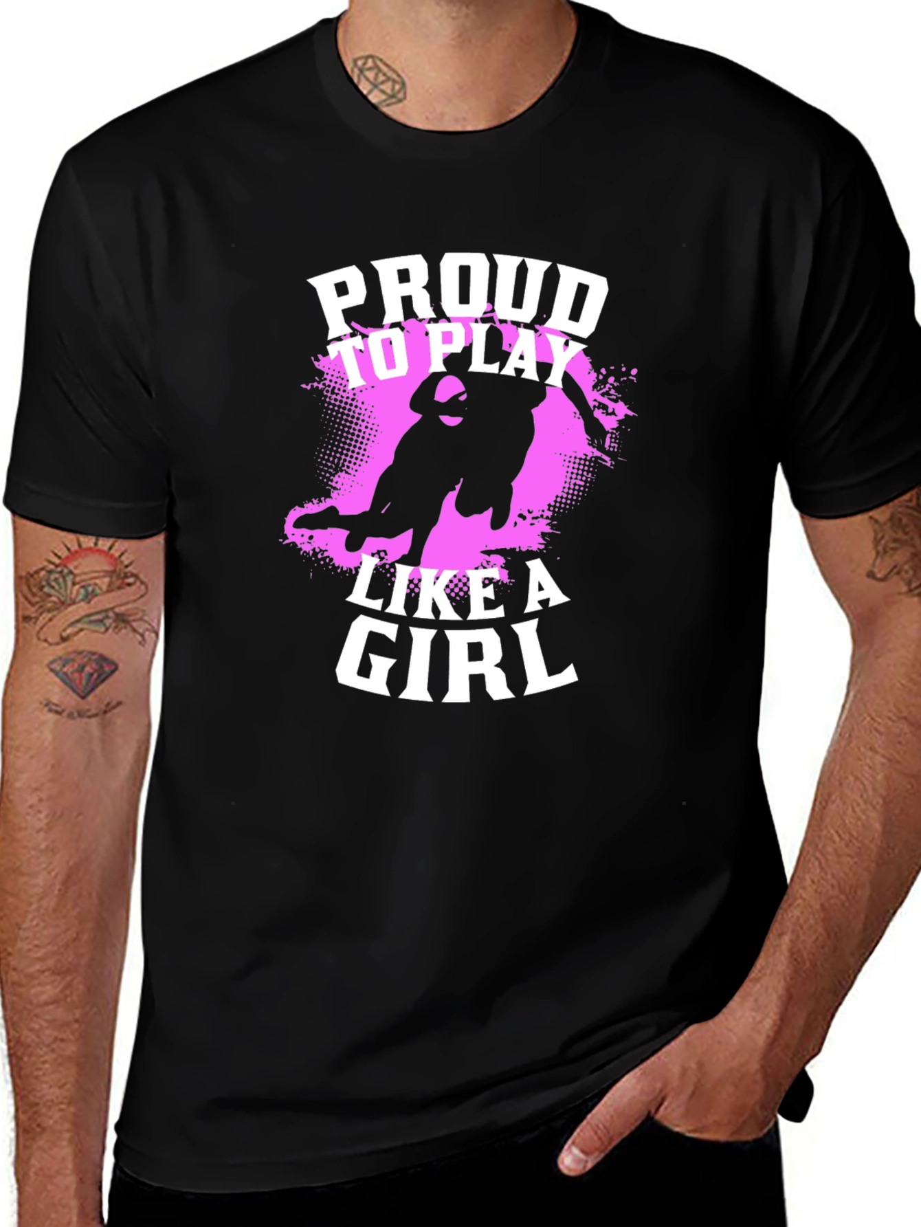 Variant 12 of Proud To Play Like A Girl Black T-Shirt