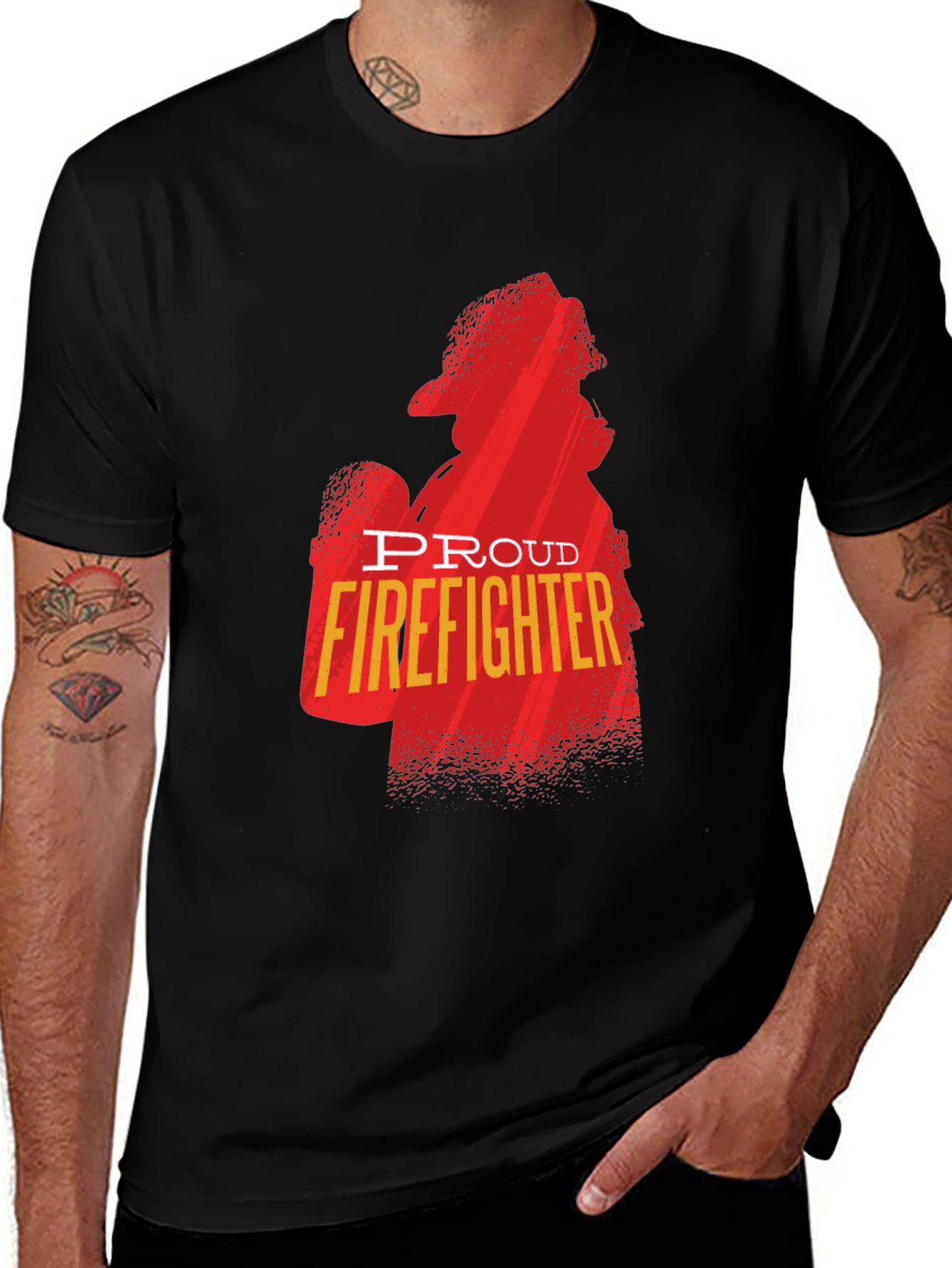 Variant 17 of Proud Firefighter Graphic T-Shirt - Black