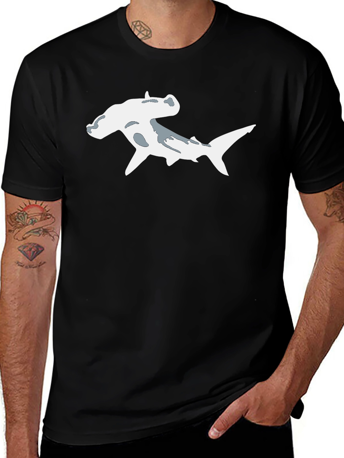 Hammerhead Shark Graphic Tee - Black Cotton Shirt
