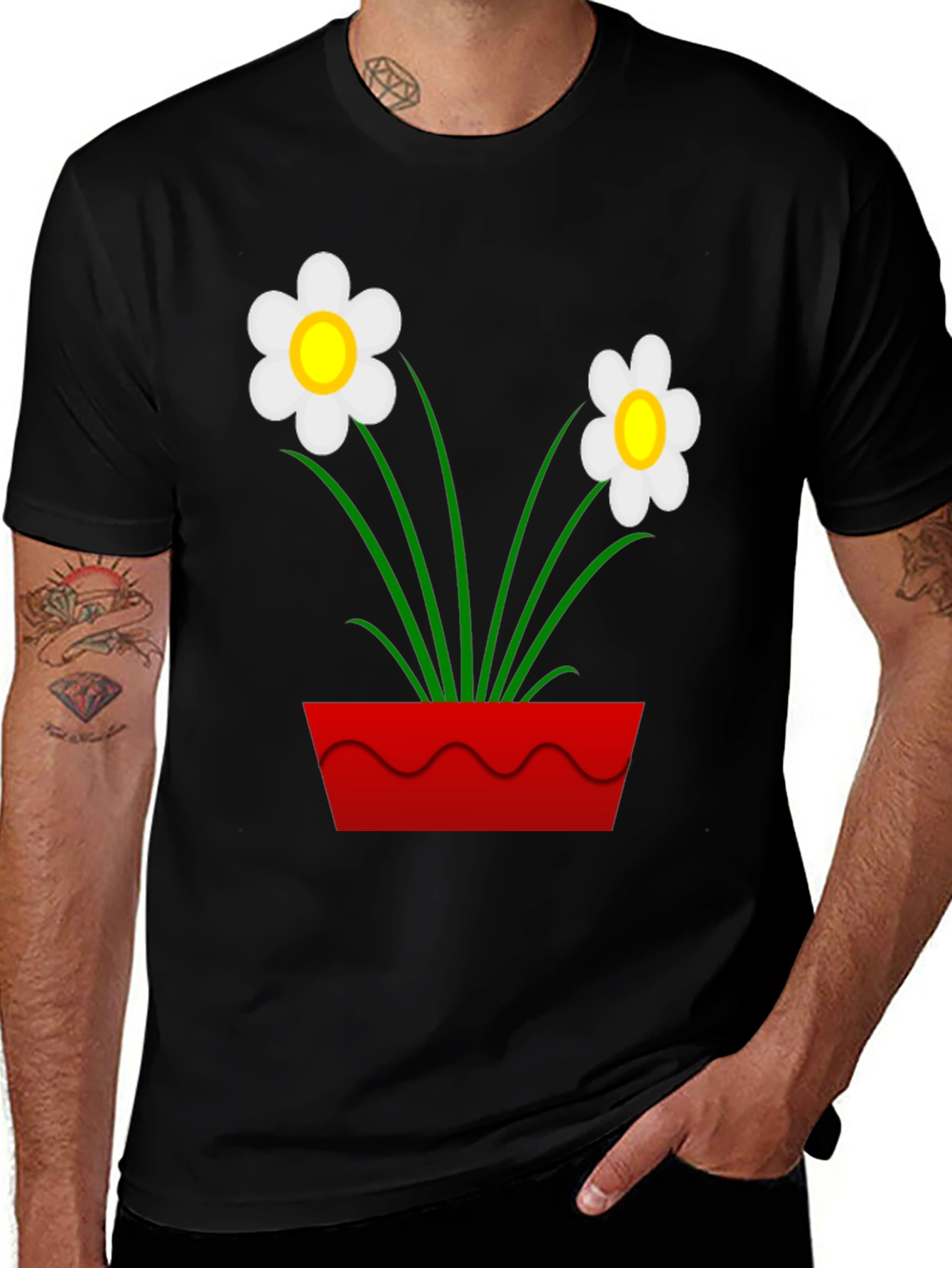Daisy Pot Black Graphic Tee