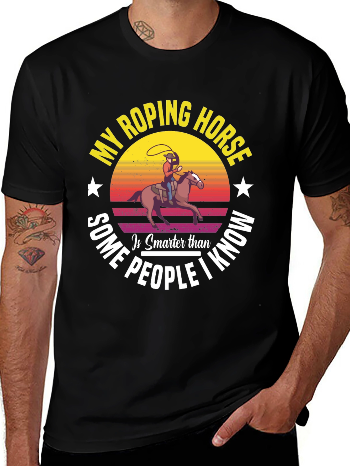 Variant 6 of Roping Horse Graphic Tee - Cowboy Humor T-Shirt