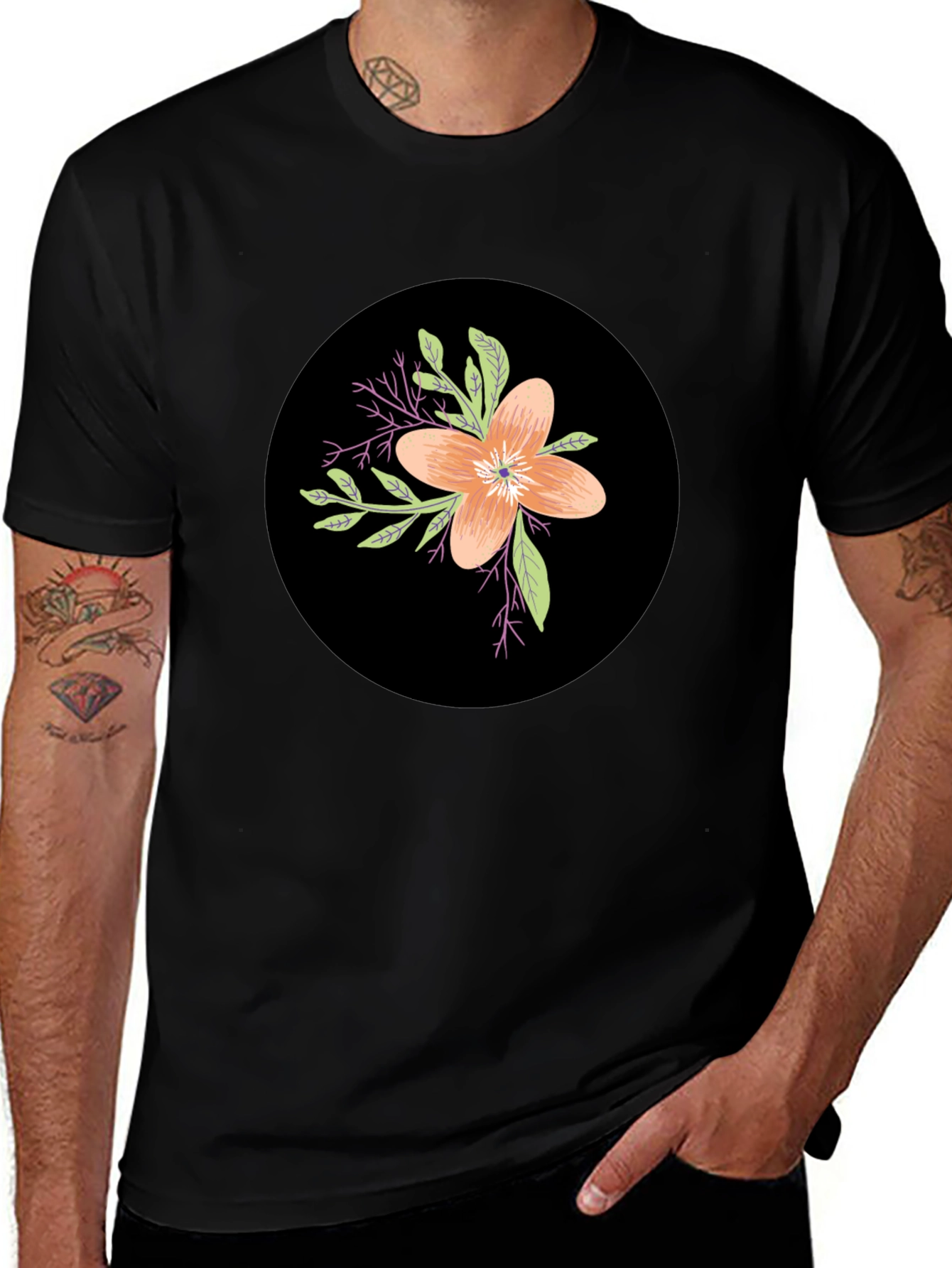 Variant 2 of Floral Graphic Black T-Shirt