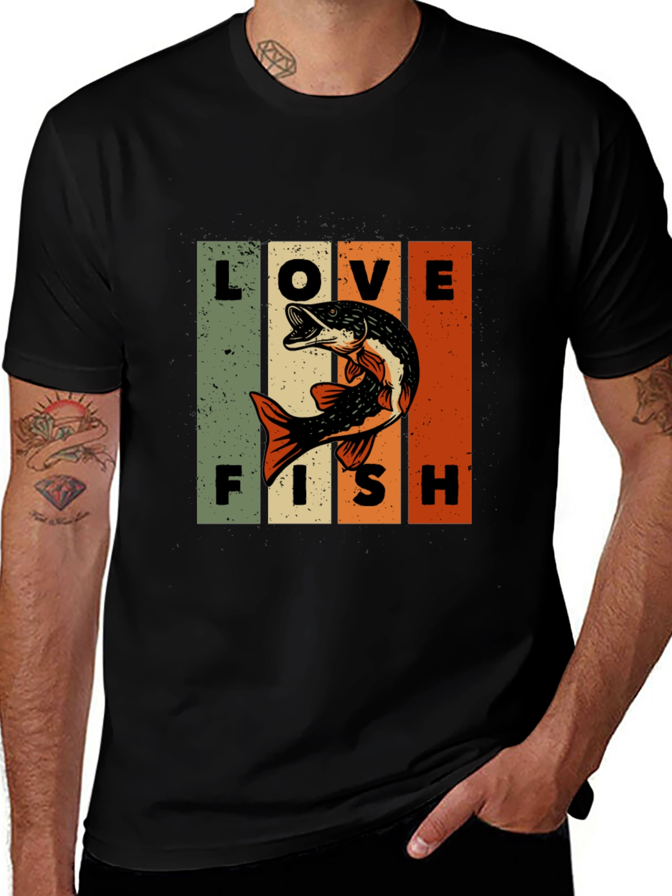 Variant 10 of Love Fish Retro Graphic Tee - Fishing T-Shirt