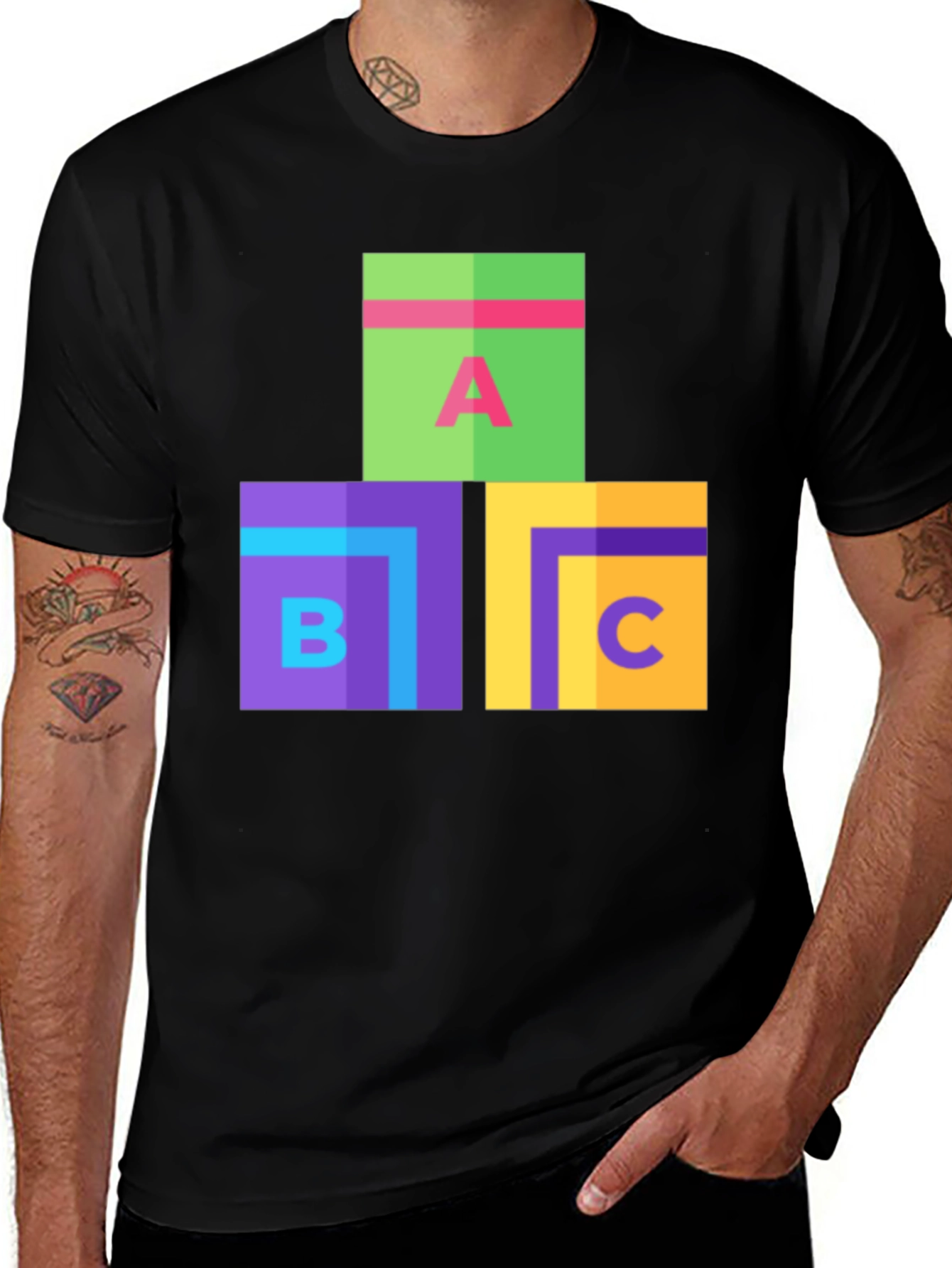 Variant 12 of Colorful ABC Blocks Graphic Tee - Educational Shirt
