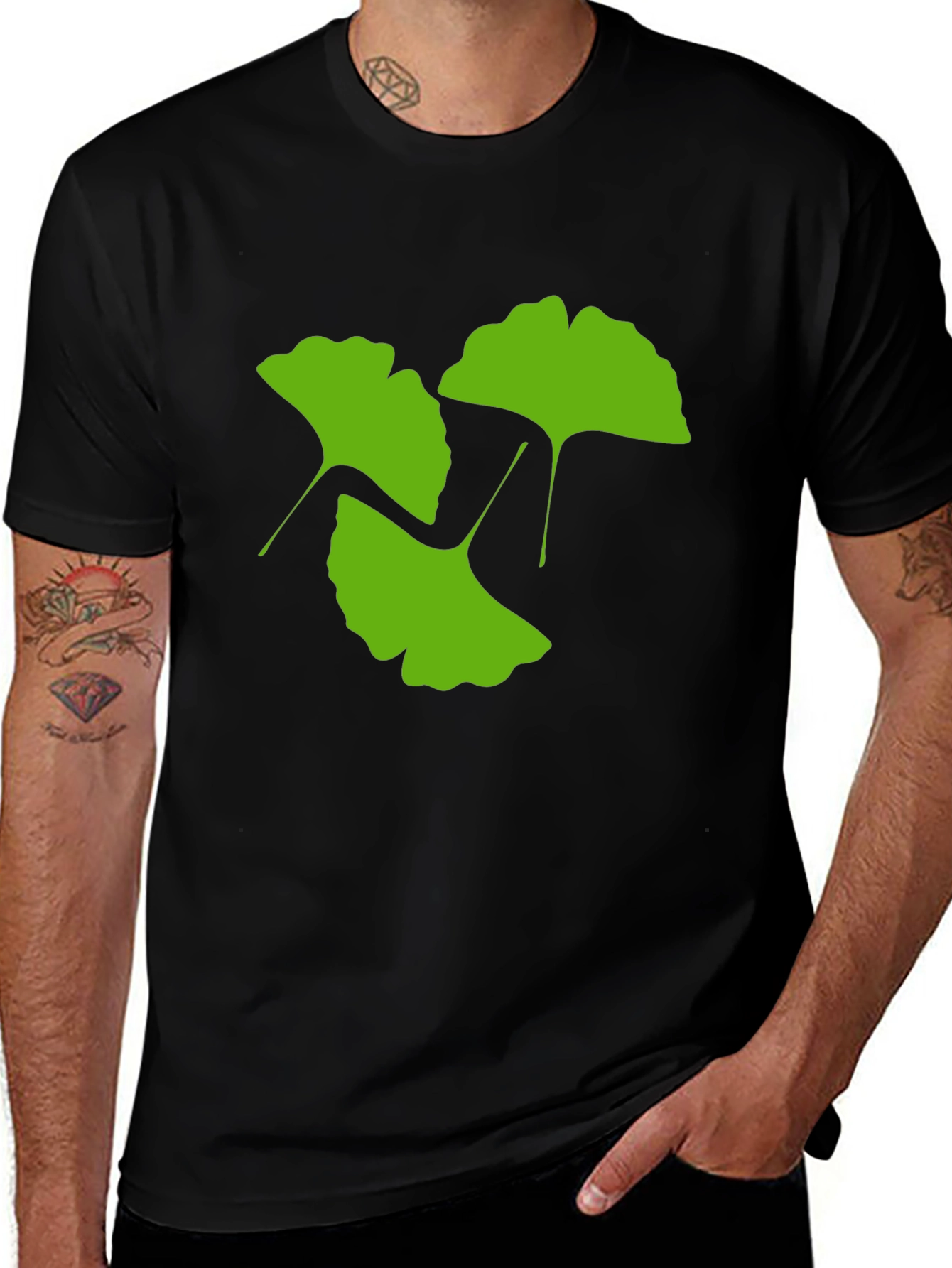 Variant 17 of Ginkgo Leaf Graphic T-Shirt - Black