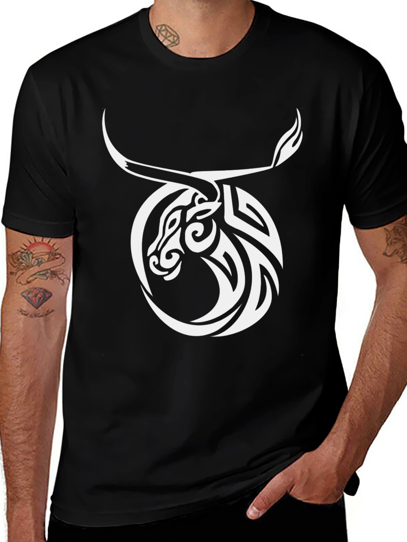 Taurus Zodiac Graphic Tee - Black Cotton T-Shirt