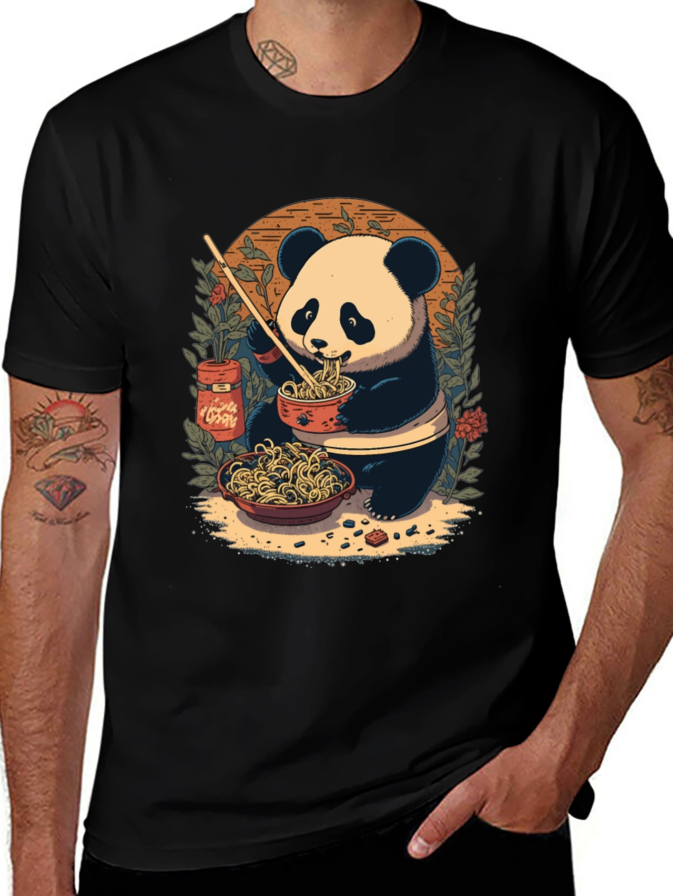Variant 25 of Panda Ramen T-Shirt: Casual Cartoon Graphic Tee