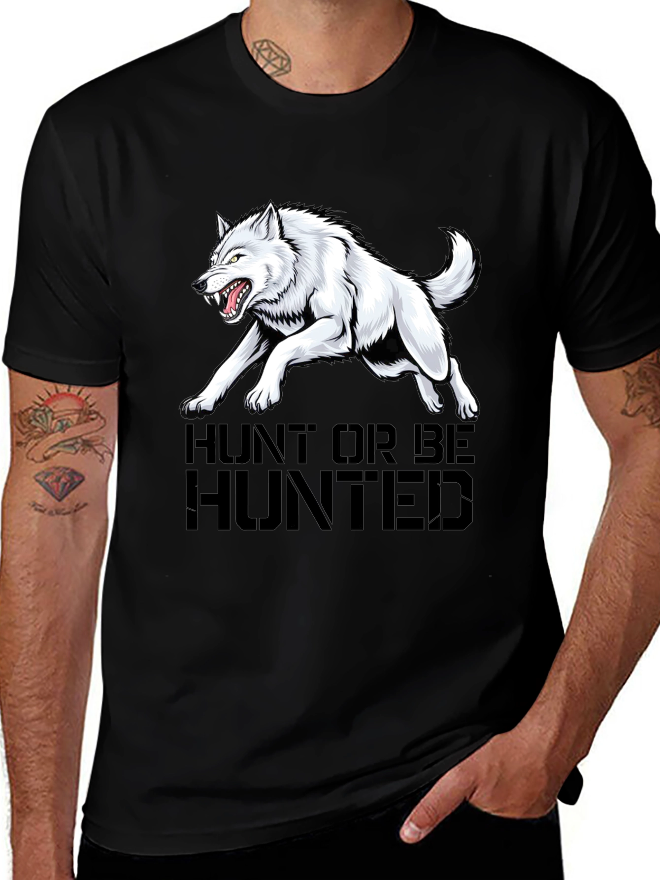 Variant 30 of Hunt or Be Hunted Wolf Graphic T-Shirt - Black