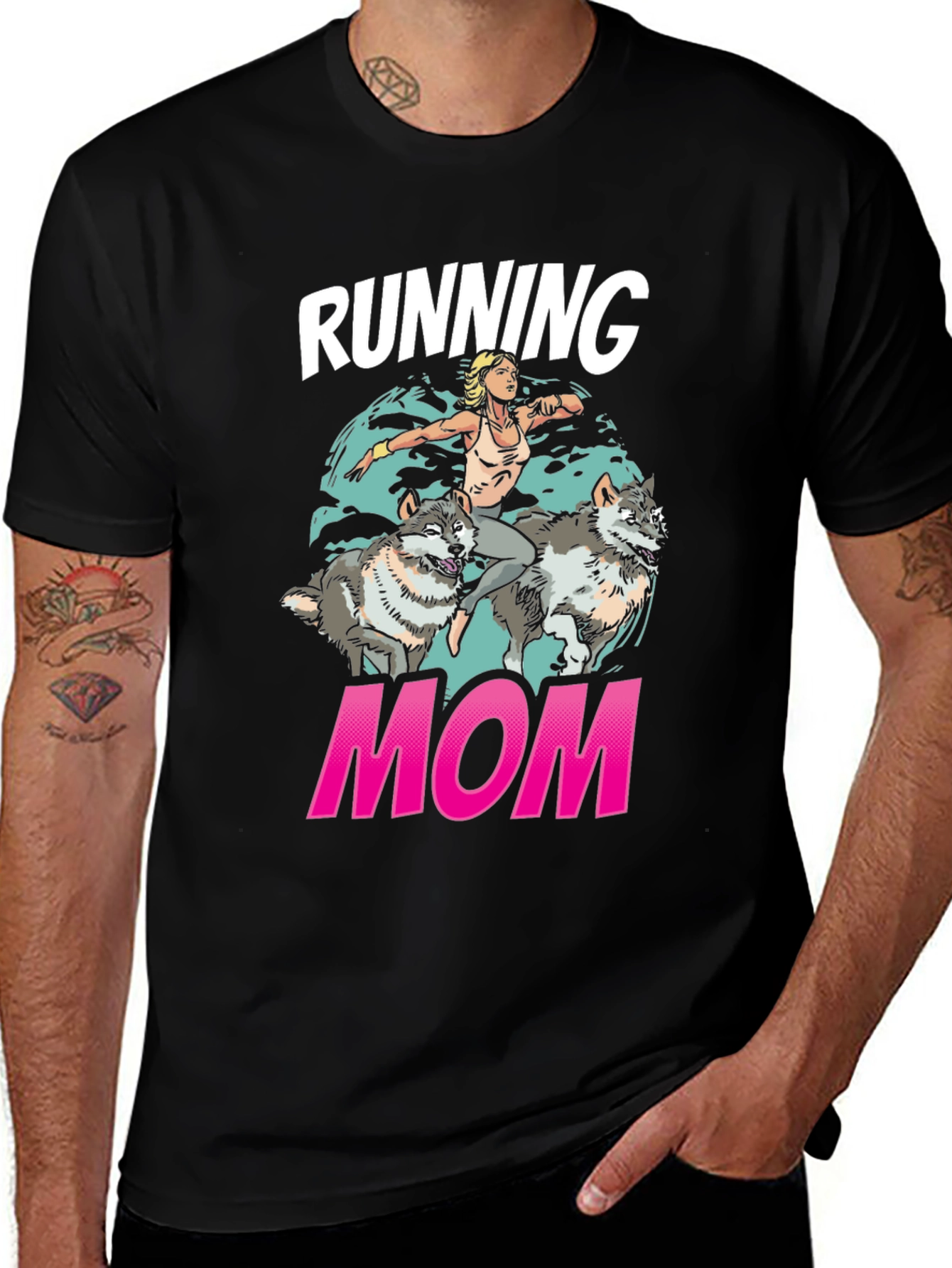 Variant 16 of Running Mom Graphic Tee - Wolf Dog Humor T-Shirt