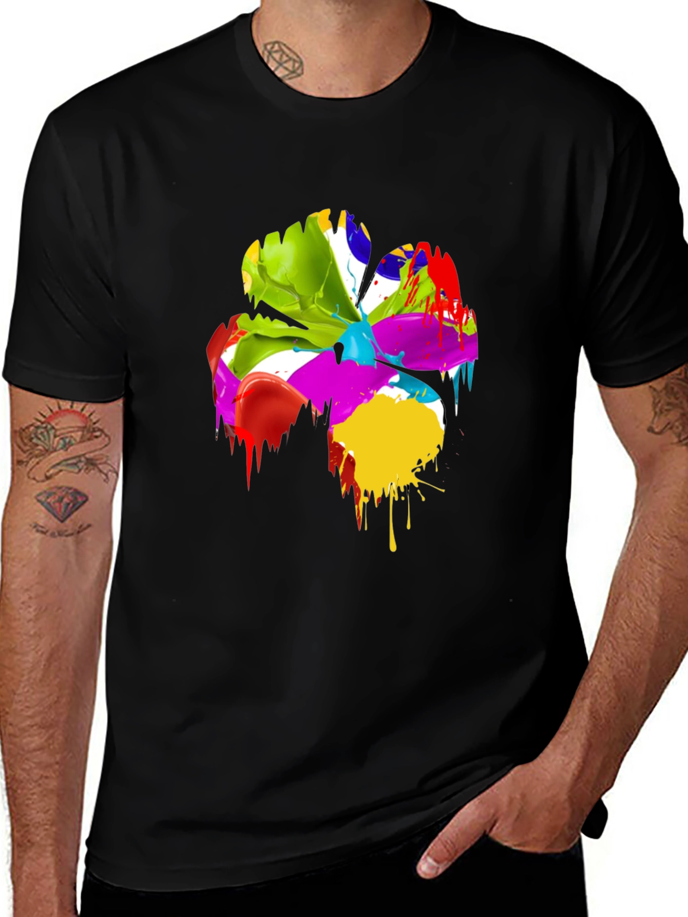 Variant 3 of Abstract Paint Splatter Clover T-Shirt