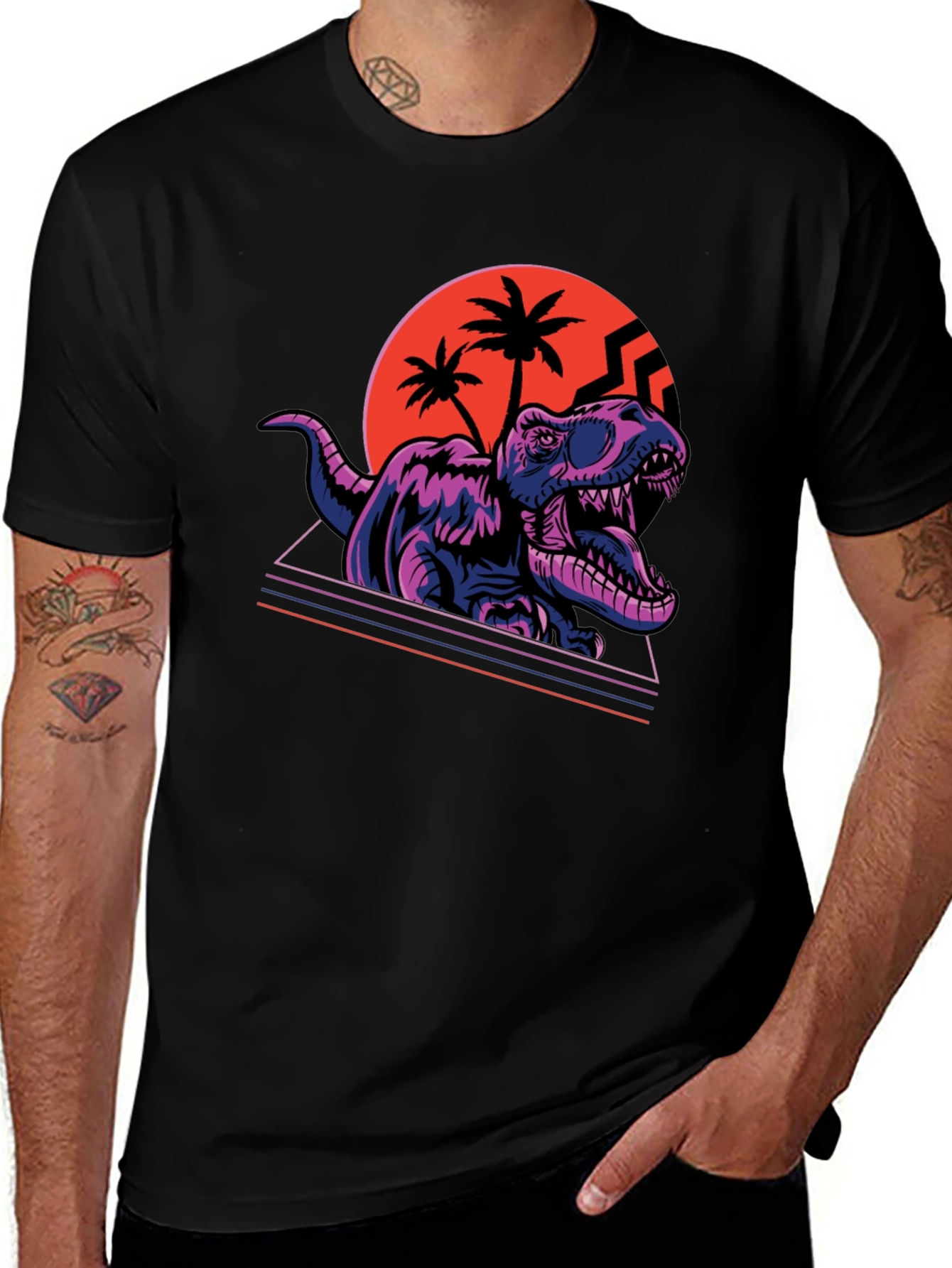 Variant 3 of Retro Dinosaur T-Shirt - Synthwave Rex Tee