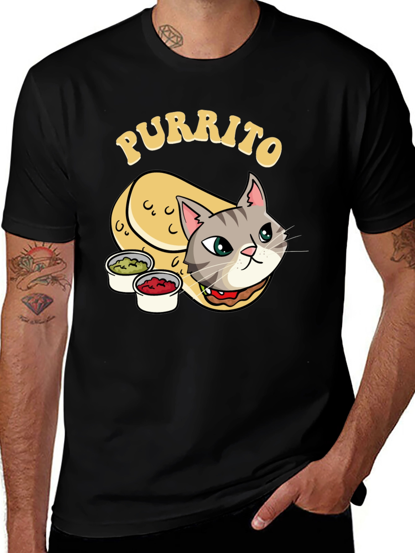 Variant 17 of Purrito Cat T-Shirt - Novelty Cartoon Tee