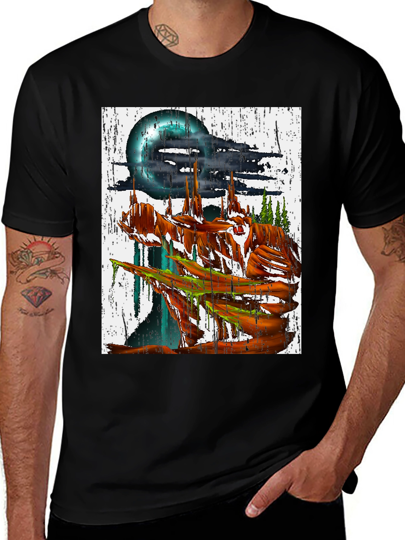 Surreal Mountain Landscape Graphic Tee