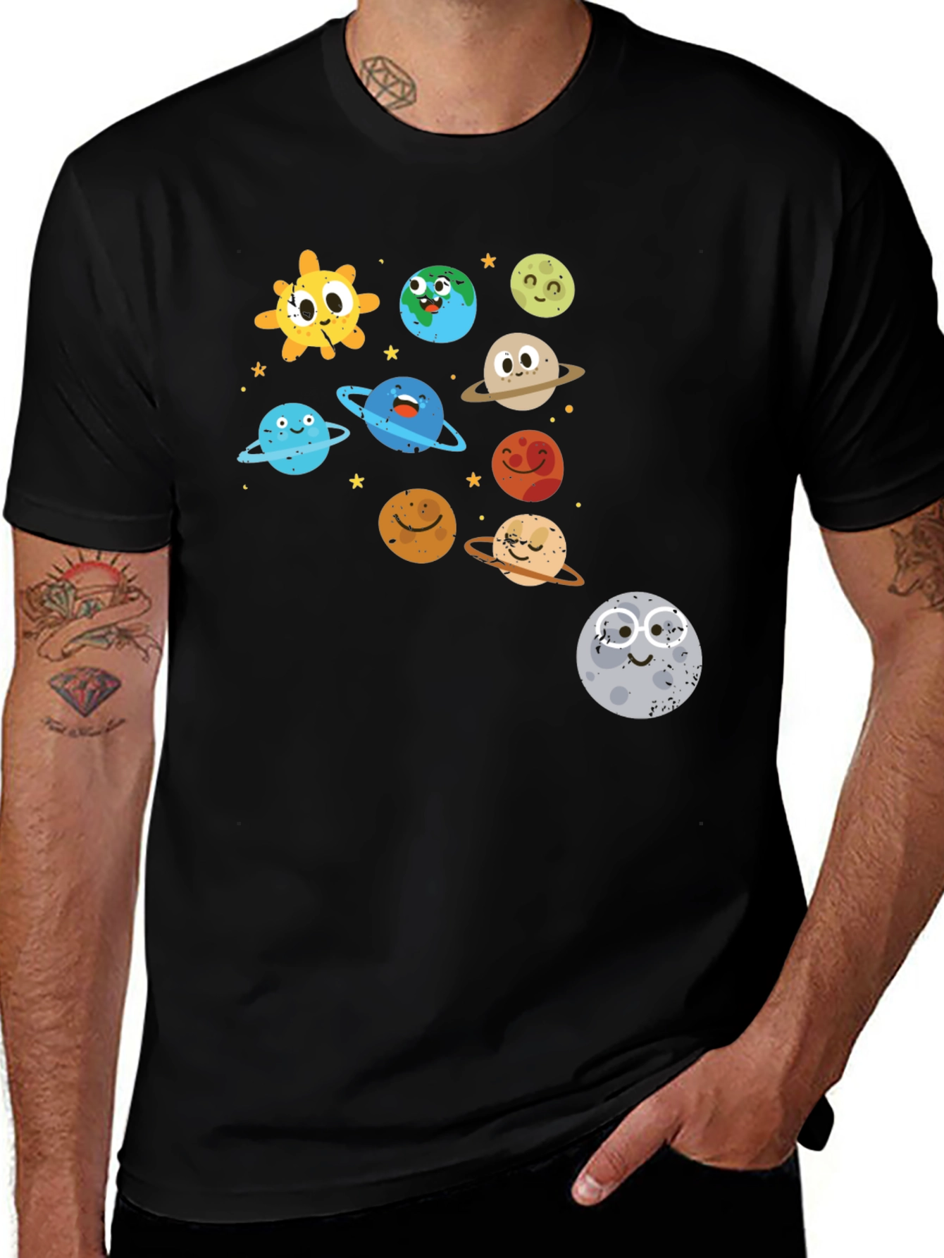 Variant 8 of Cartoon Solar System T-Shirt