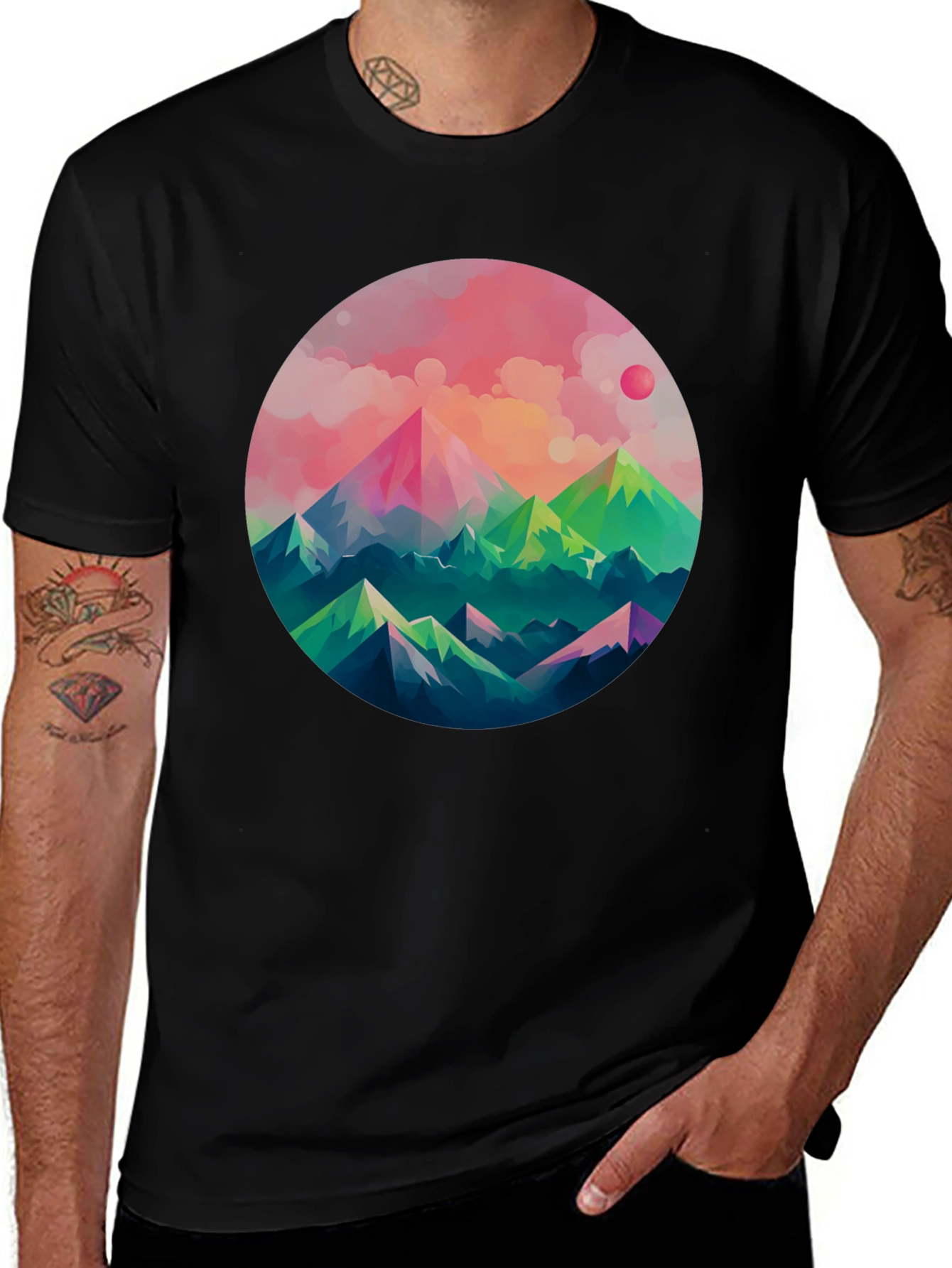 Variant 19 of Geometric Mountain Graphic Tee - Black