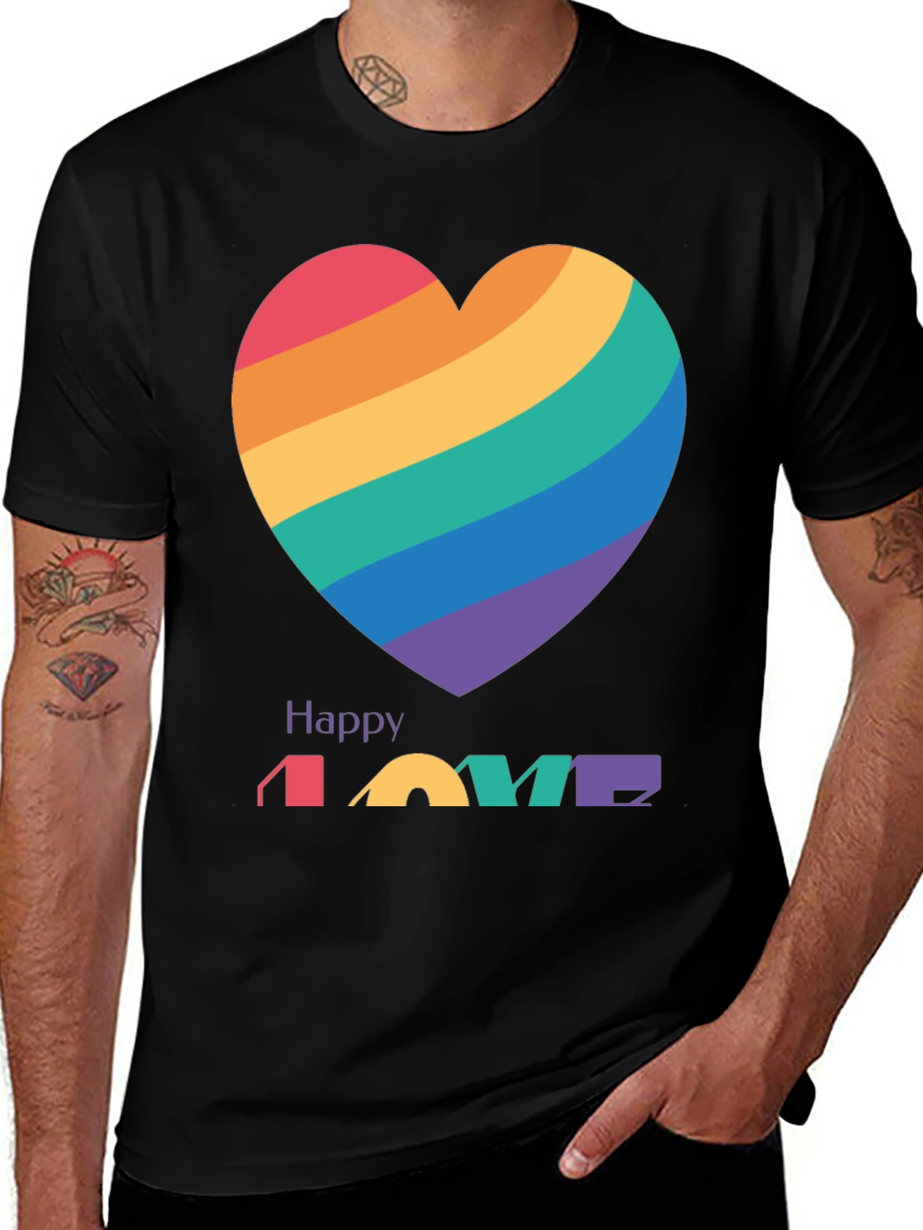 Variant 24 of Rainbow Heart Pride Love Graphic Tee