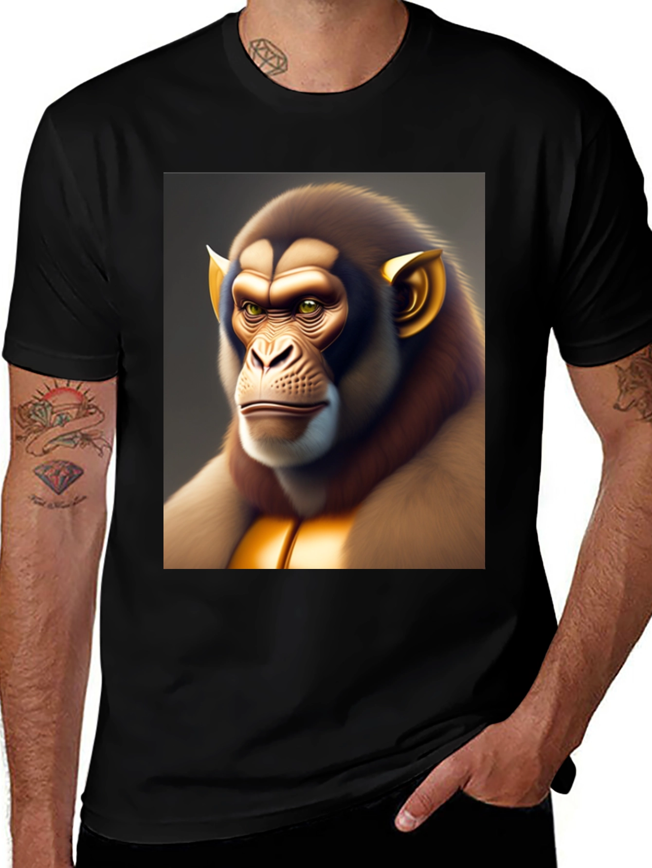 Variant 2 of Unique Monkey Graphic Tee - Black