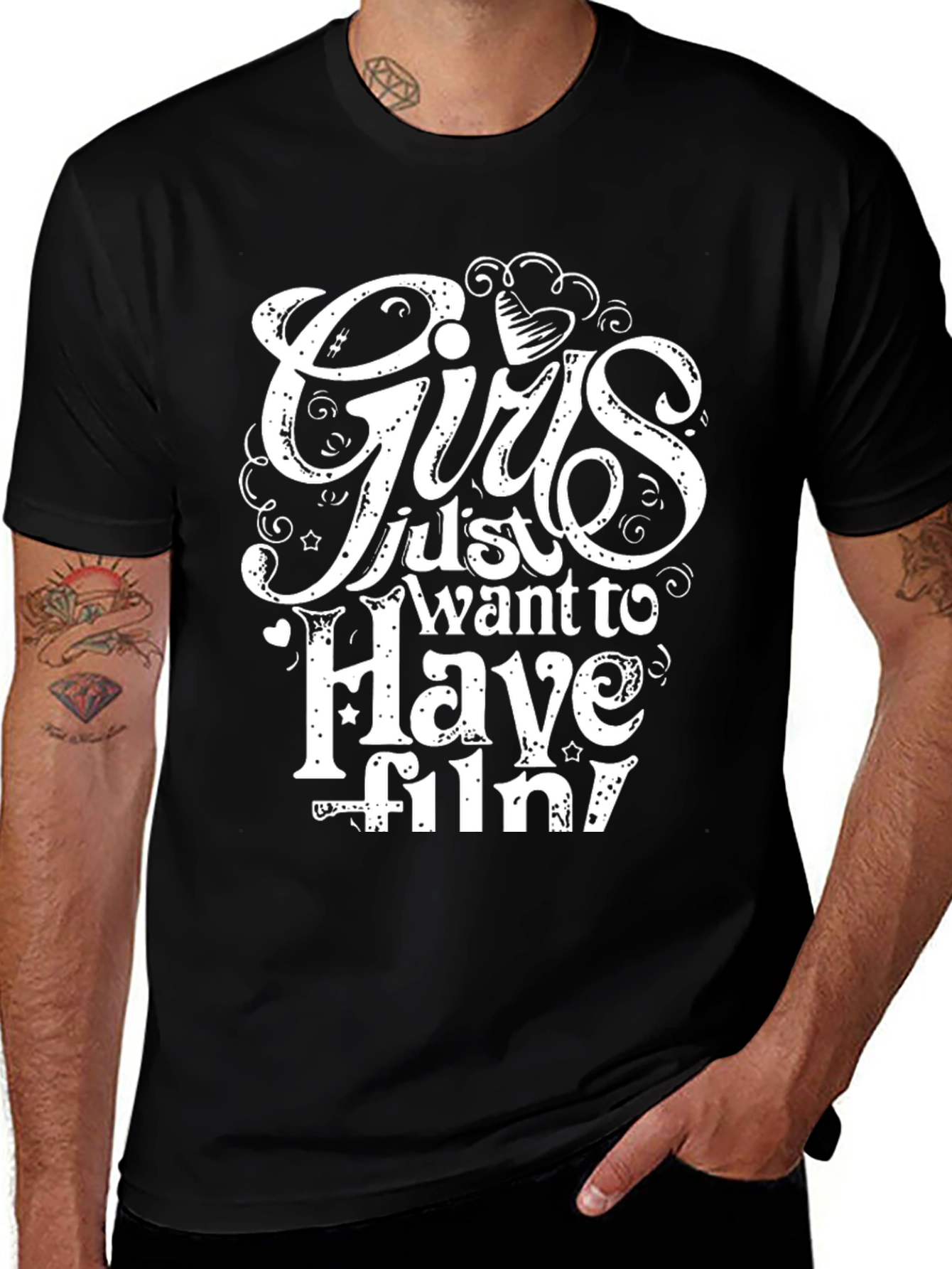 Variant 29 of Girls Just Want to Have Fun Black T-Shirt