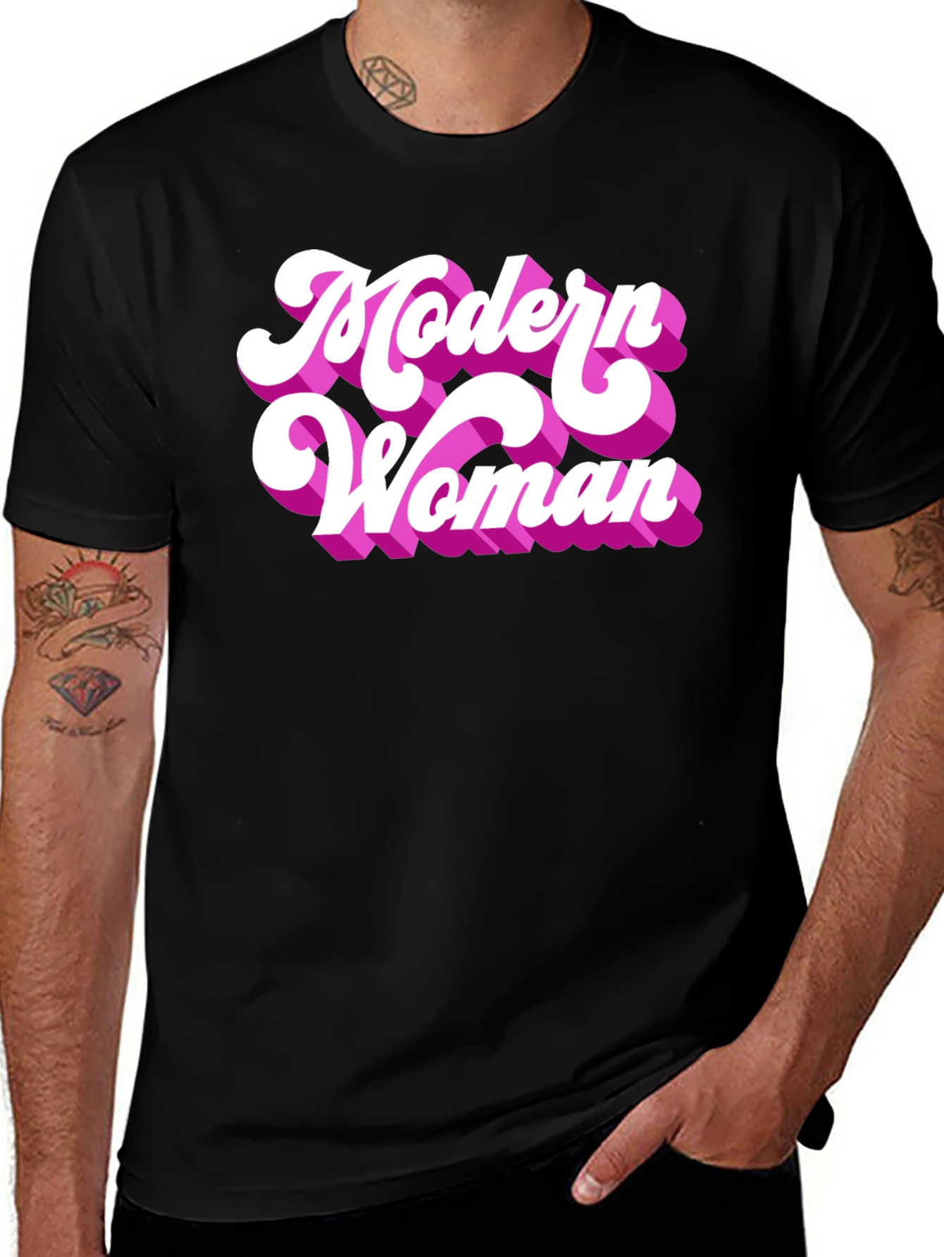 Variant 28 of Modern Woman Retro Style Black T-Shirt