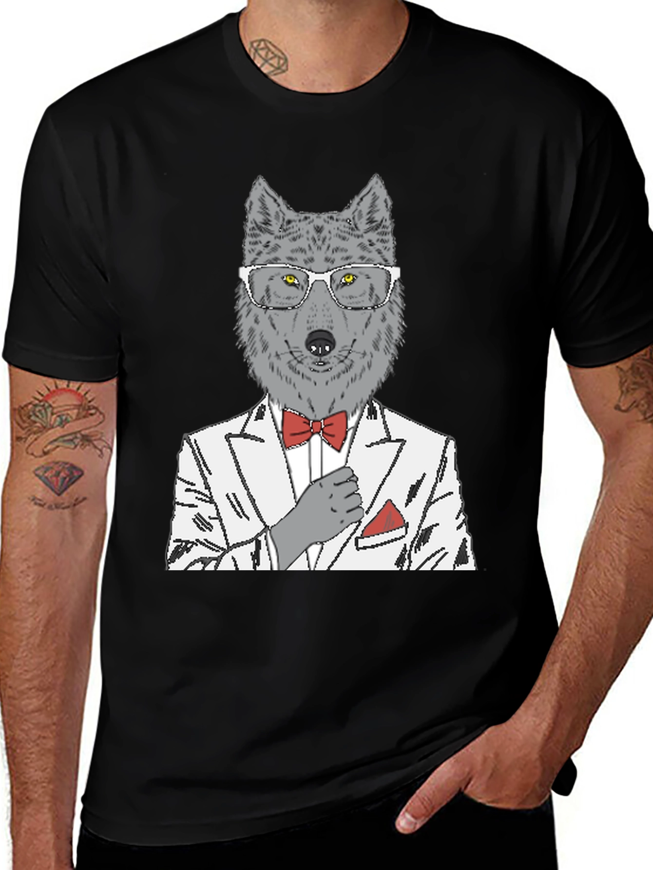Variant 3 of Wolf in Suit T-Shirt - Stylish Animal Graphic Tee