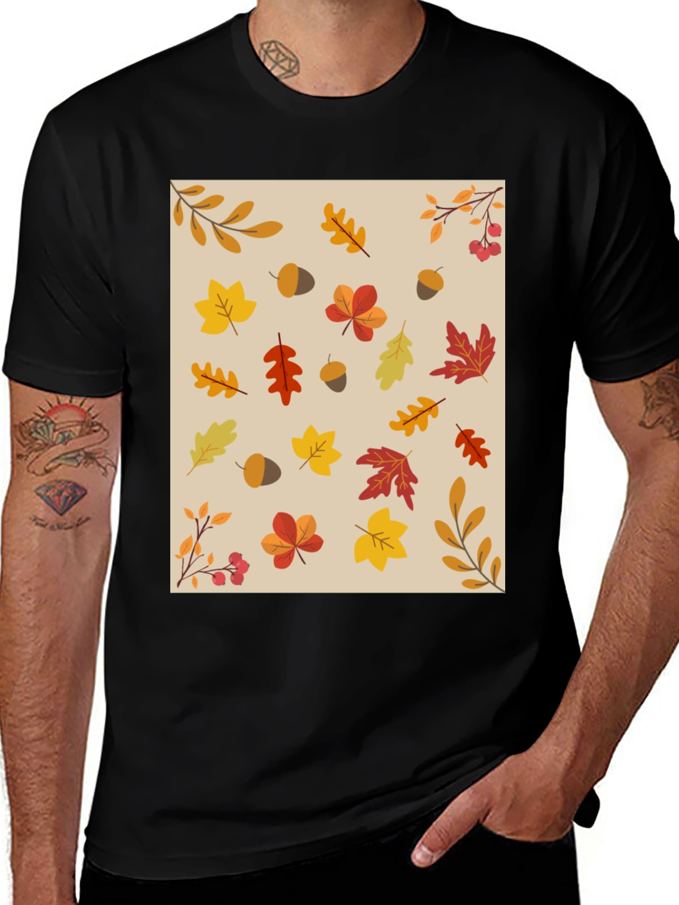 Variant 16 of Fall Leaves Pattern T-Shirt