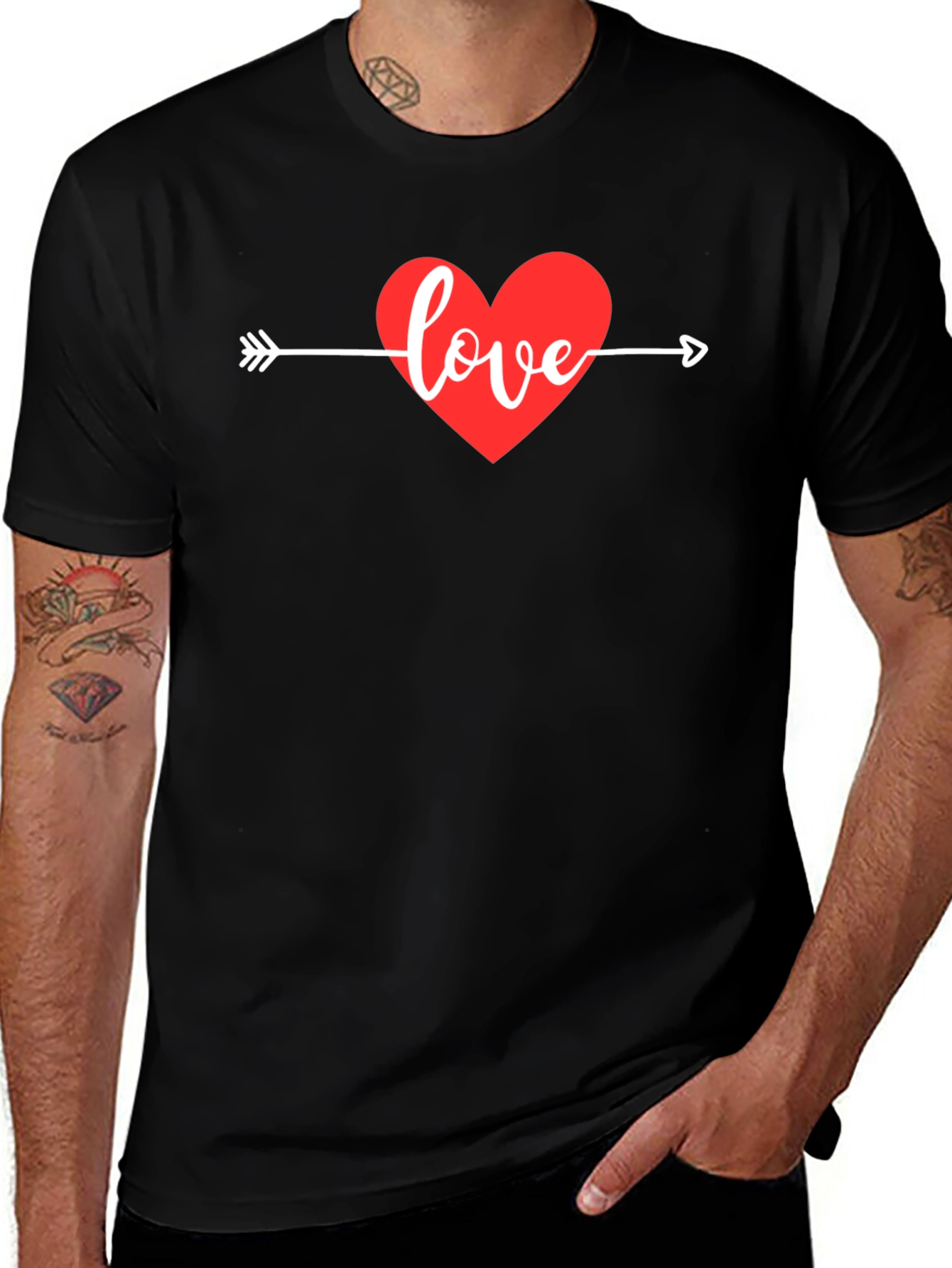 Variant 2 of Love Heart Arrow Graphic Tee - Black