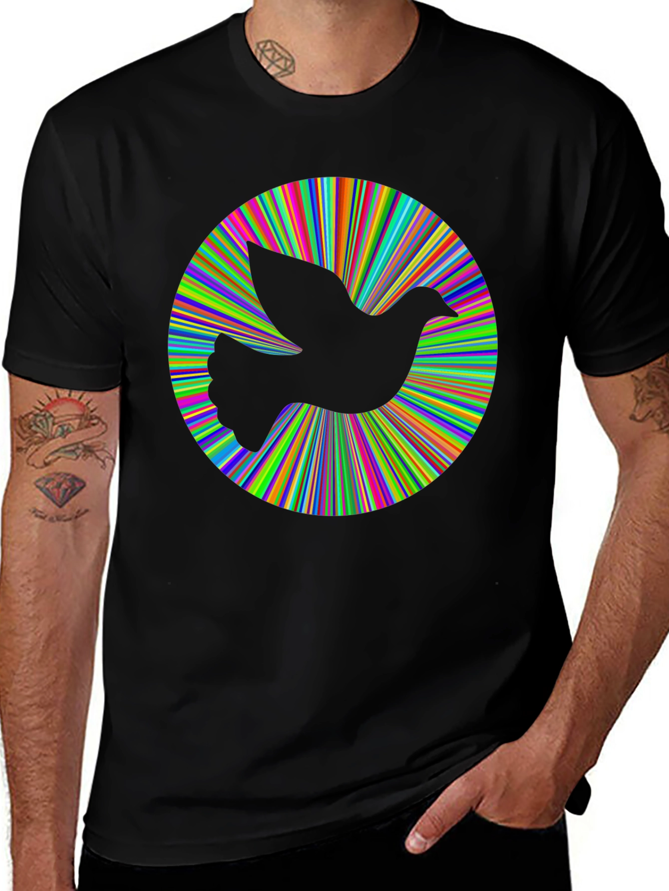 Variant 20 of Peace Dove Graphic Tee - Vibrant Colors, Soft Cotton Blend