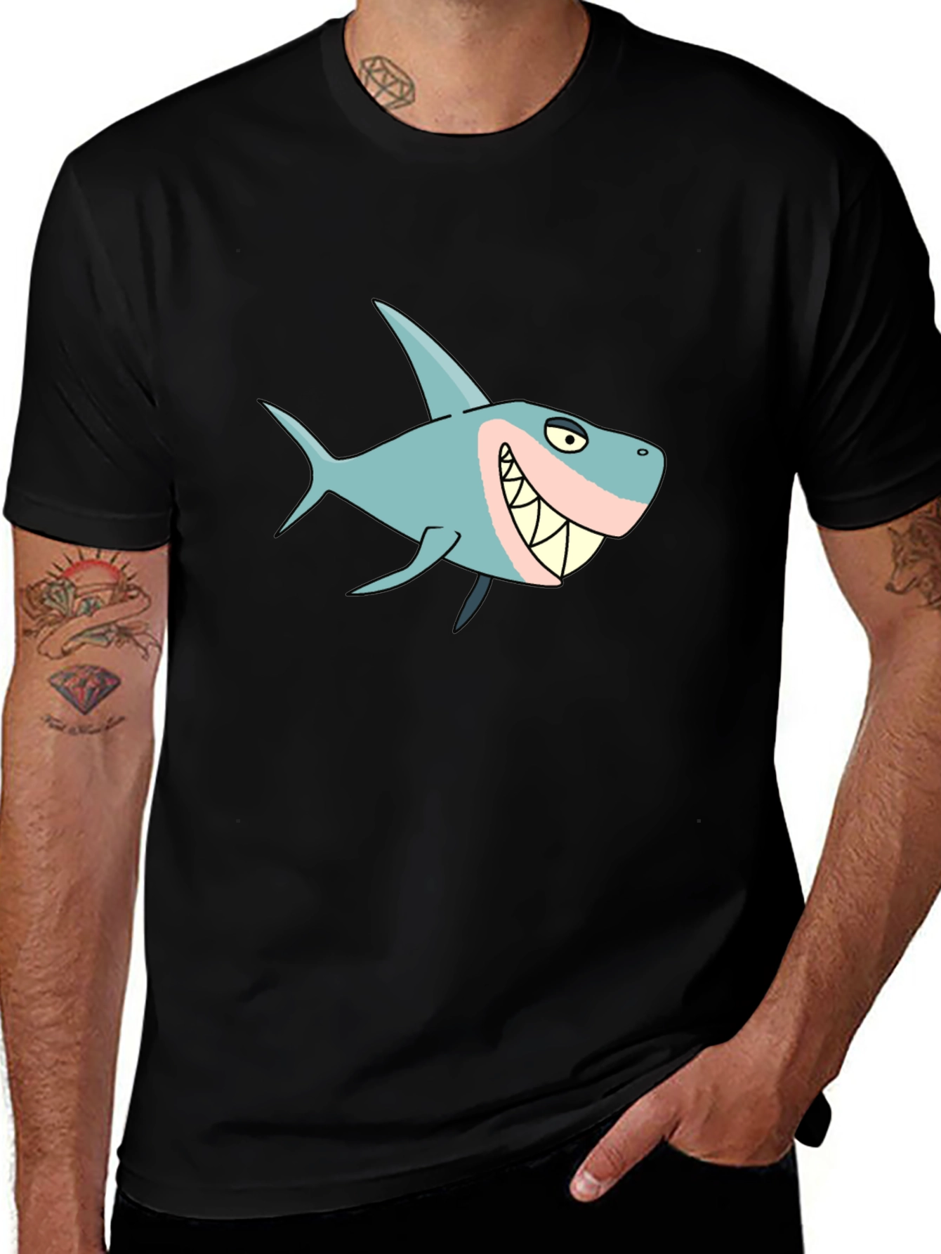 Variant 12 of Shark Graphic Print Black T-Shirt