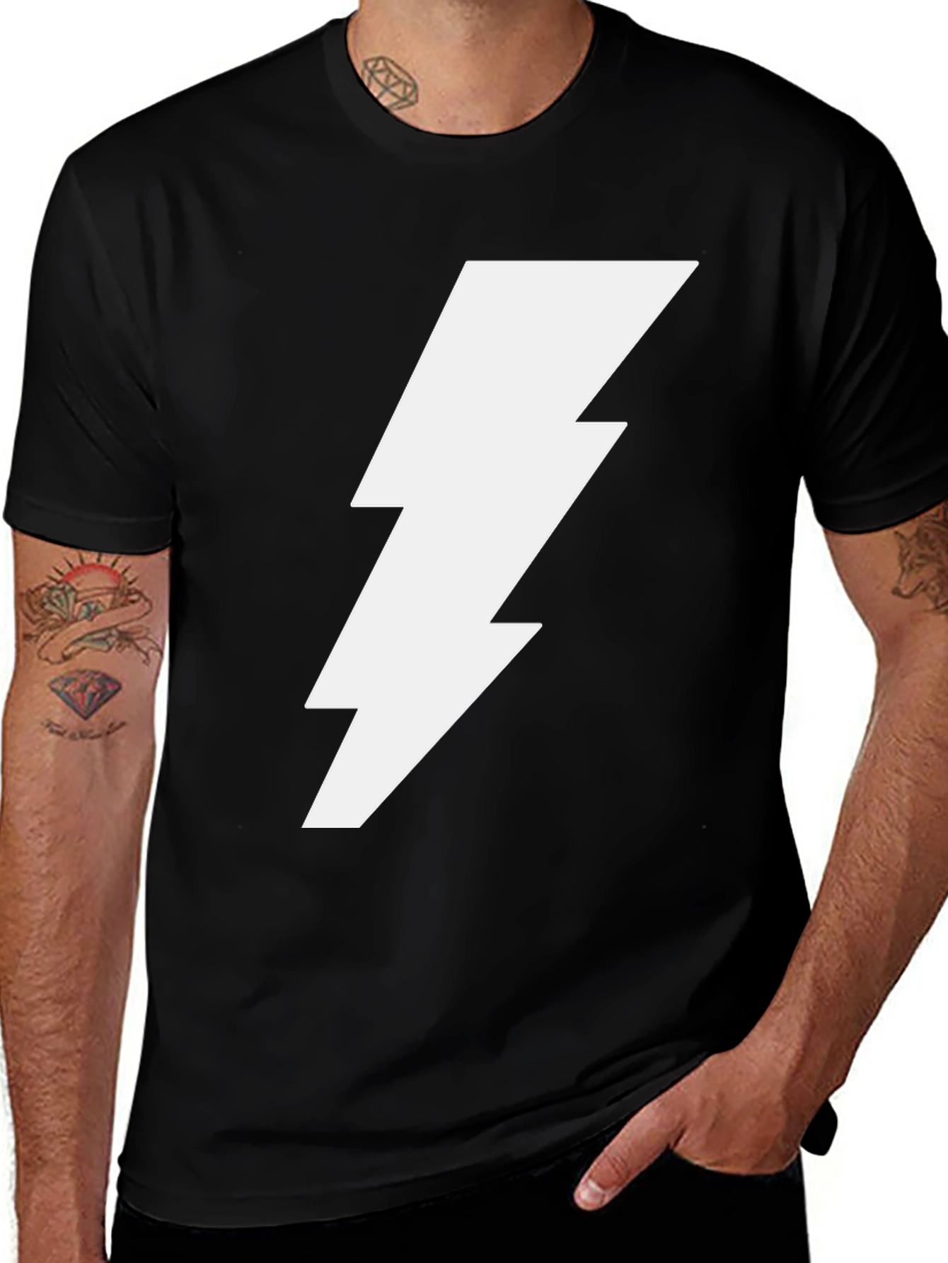 Variant 17 of Lightning Bolt Graphic Tee - Black Cotton T-Shirt
