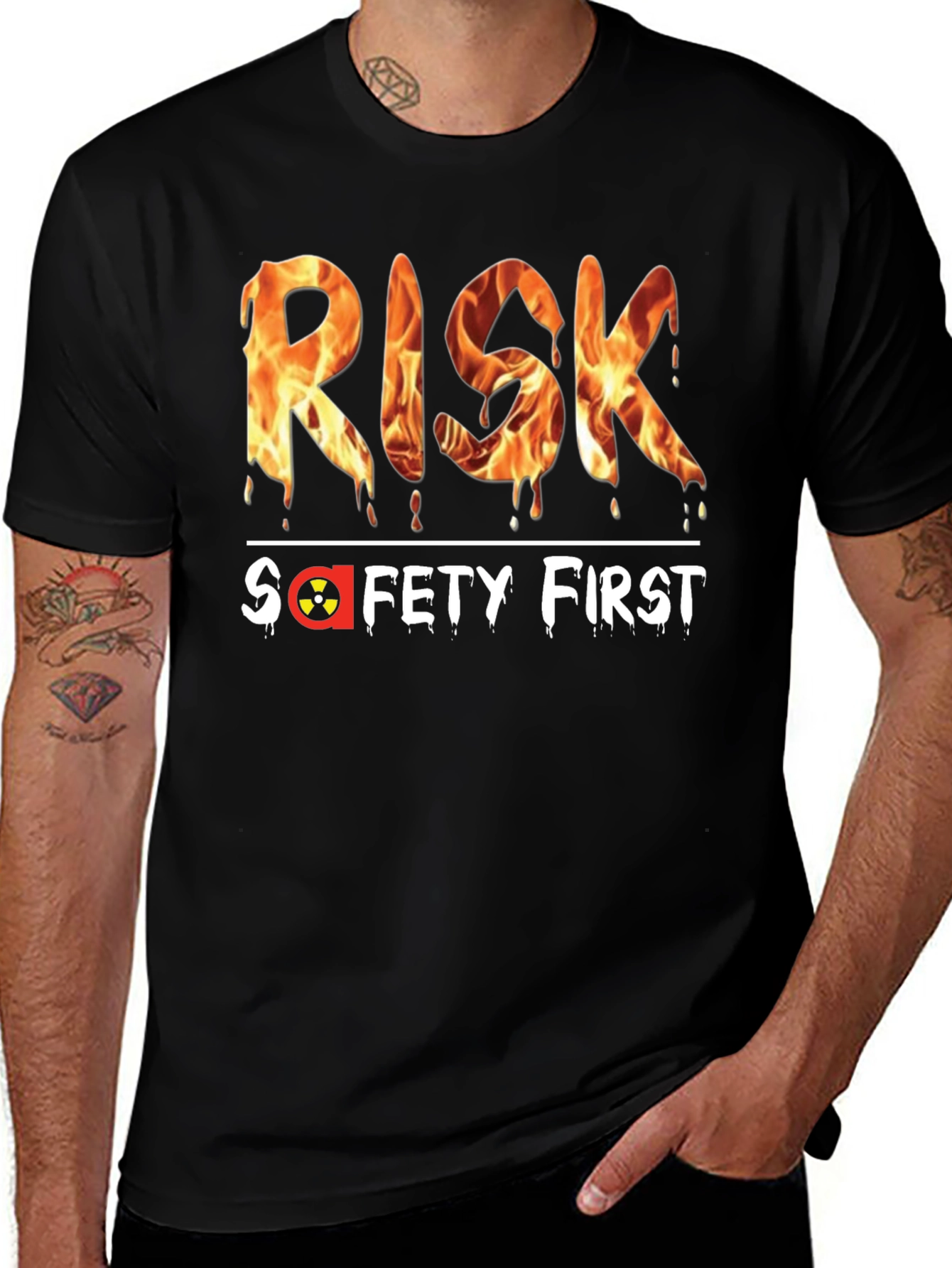 Variant 19 of Risk Safety First Graphic Black T-Shirt