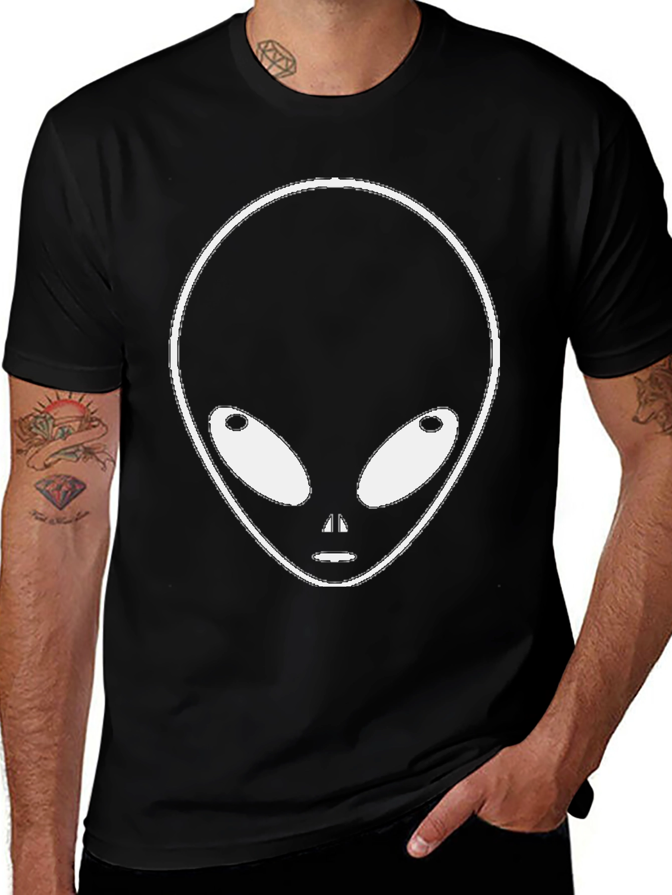 Variant 29 of Alien Graphic Tee - Black Cotton Blend