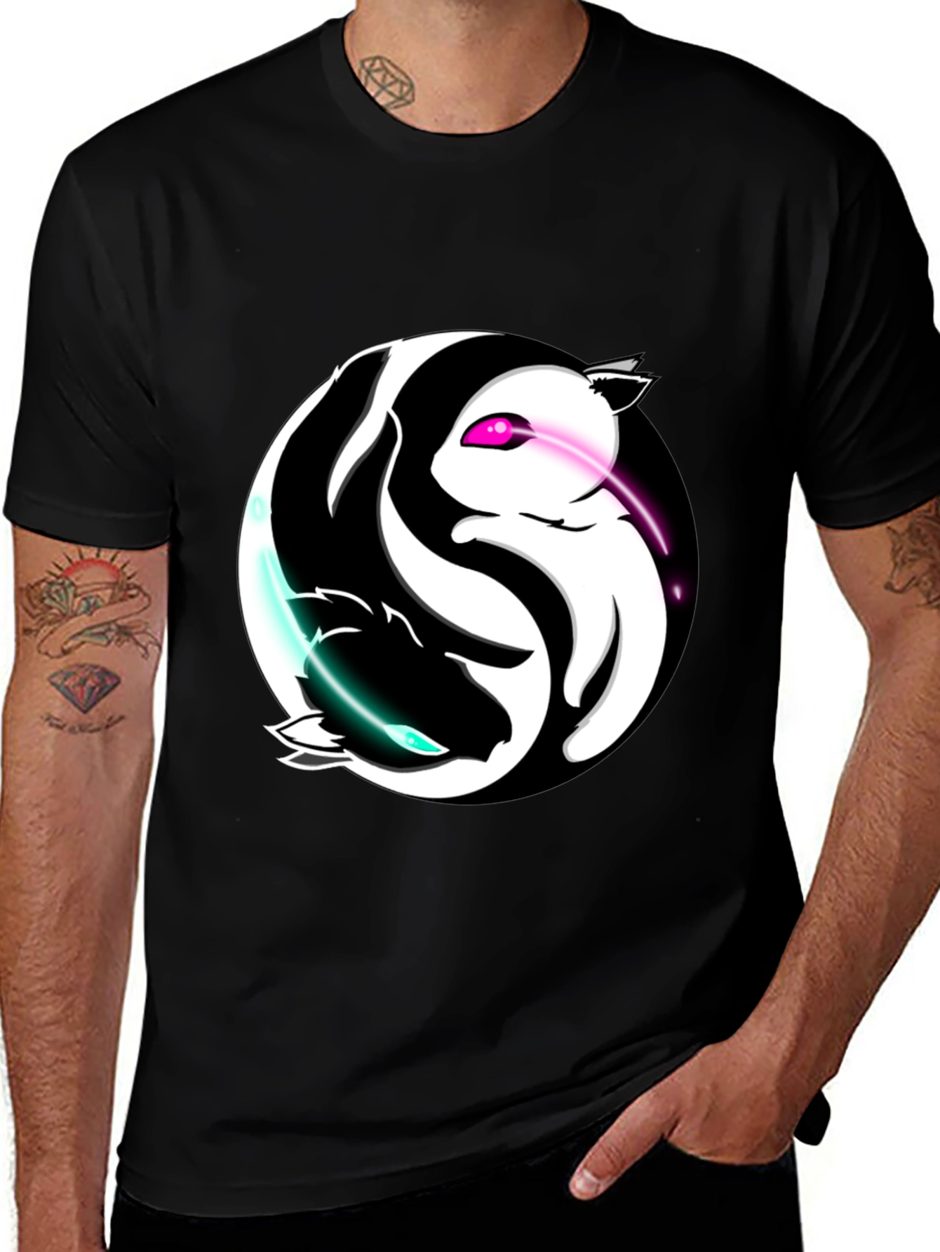 Variant 10 of Yin Yang Cats Graphic T-Shirt - Harmony and Style