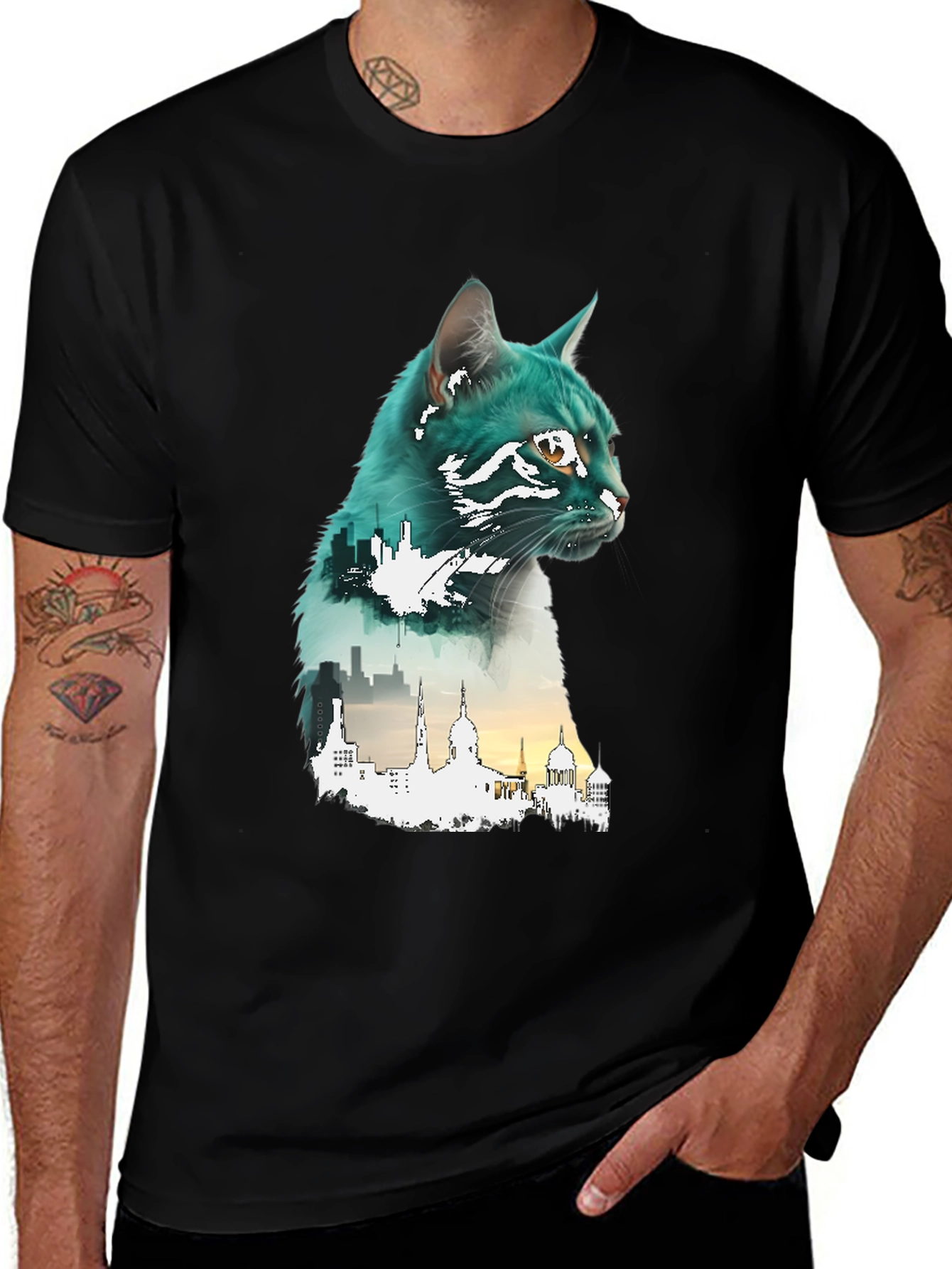 Variant 7 of Urban Cat T-Shirt - Unique Graphic Tee