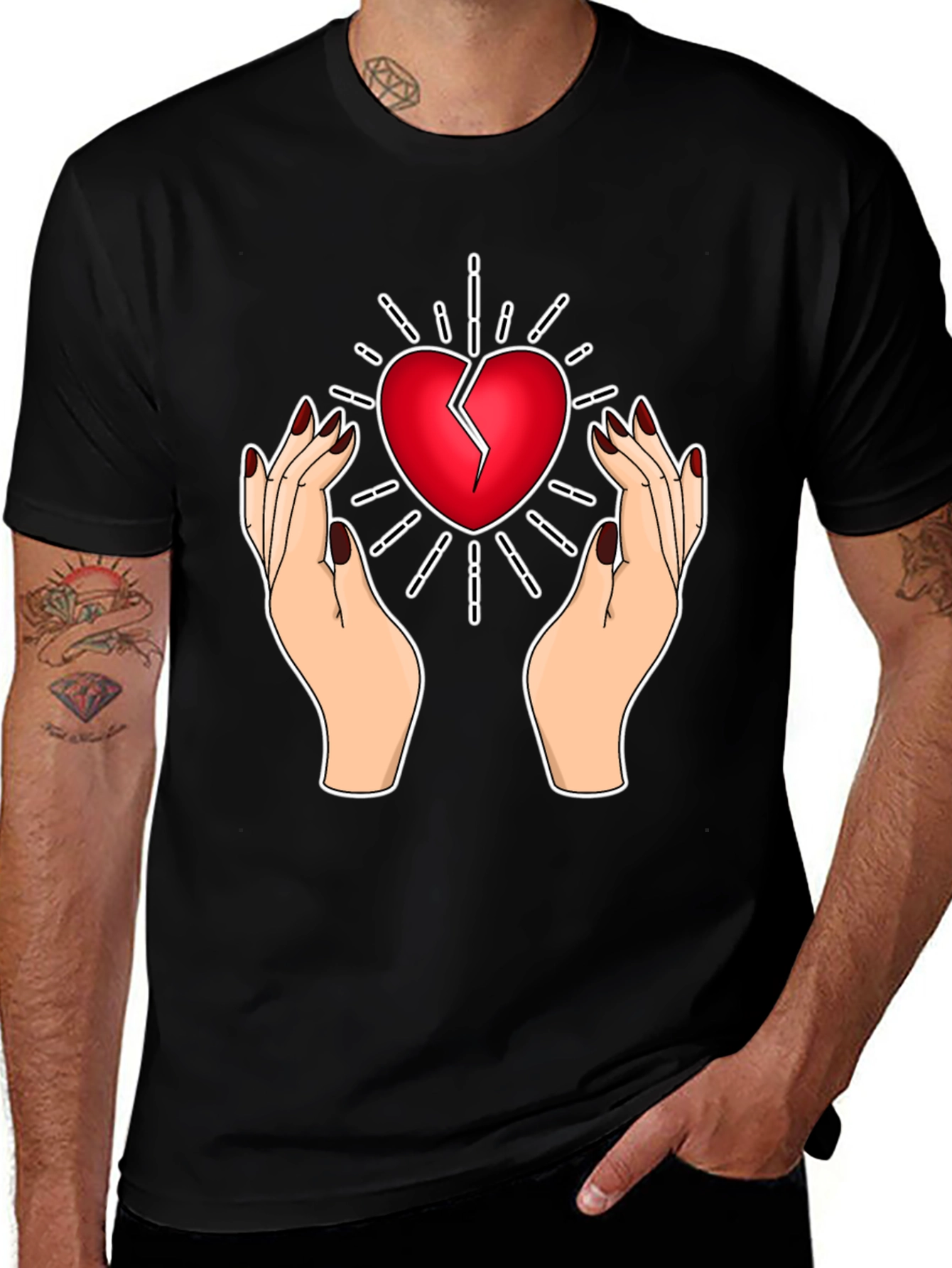 Variant 16 of Broken Heart Hands T-Shirt - Unique Graphic Tee