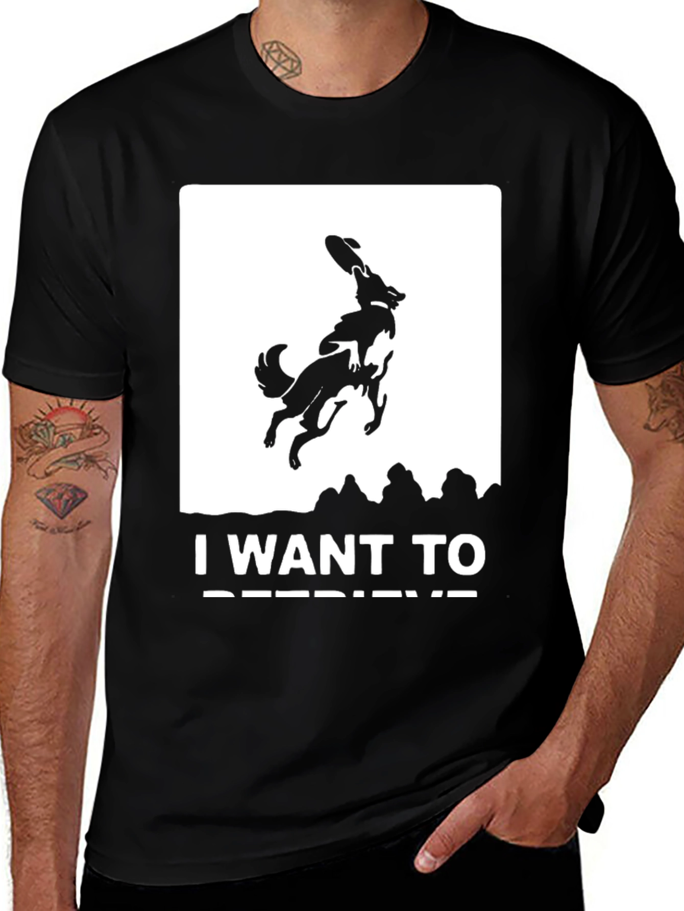 Variant 19 of Frisbee Dog Graphic T-Shirt - I Want To Retrieve