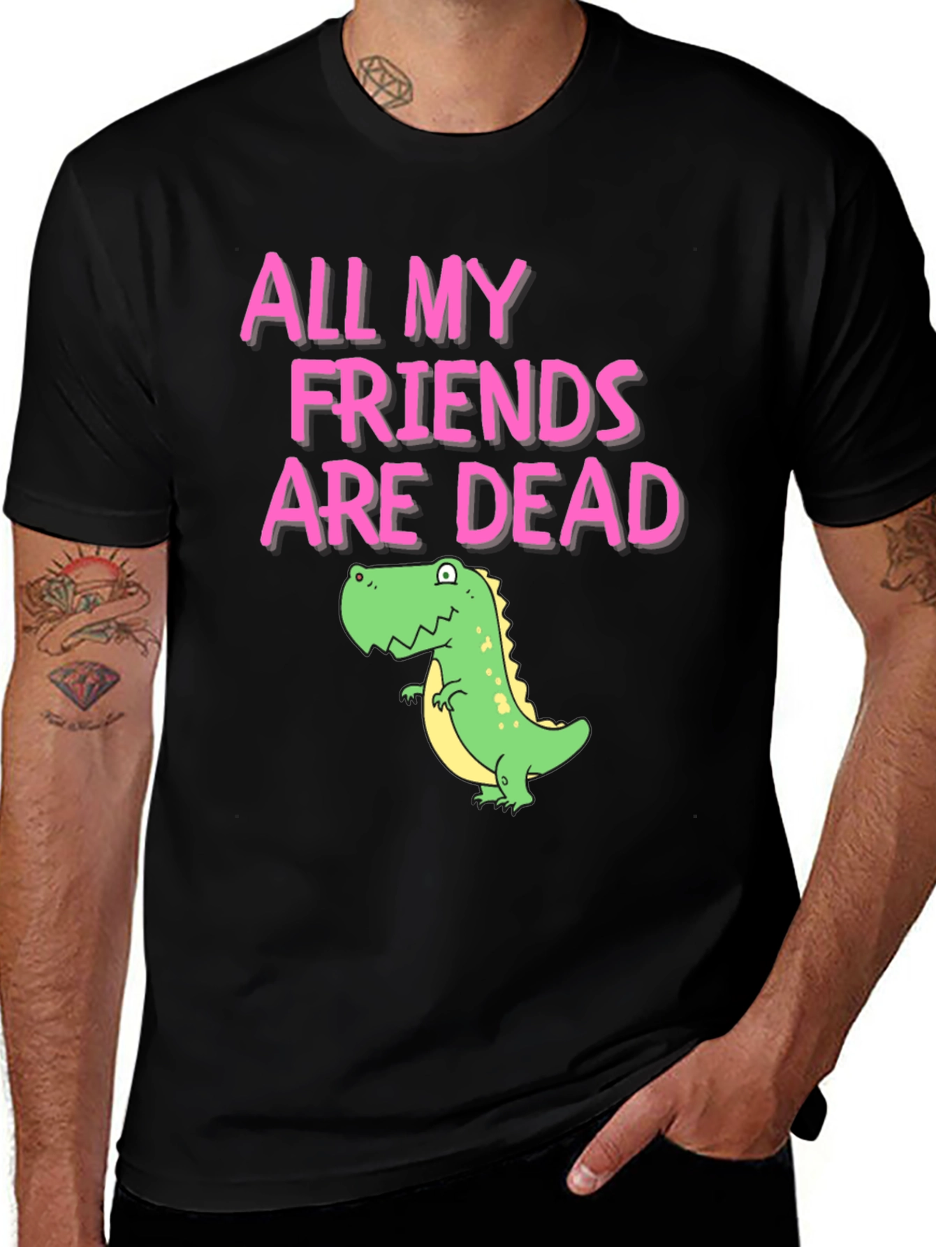 Variant 15 of All My Friends Are Dead T-Shirt Dinosaur Graphic Black